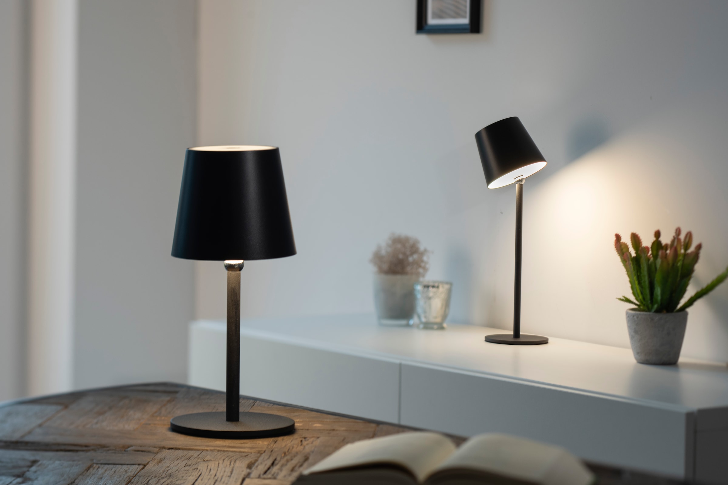 JUST LIGHT LED Tischleuchte »BOTERIA - Set 2 Stück, inkl. Flaschenaufsatz« LED-Board 2 Stk. Warmweiß Akkubetrieben, aufladbar, magnetisch, dimmbar, In- und Outdoor
