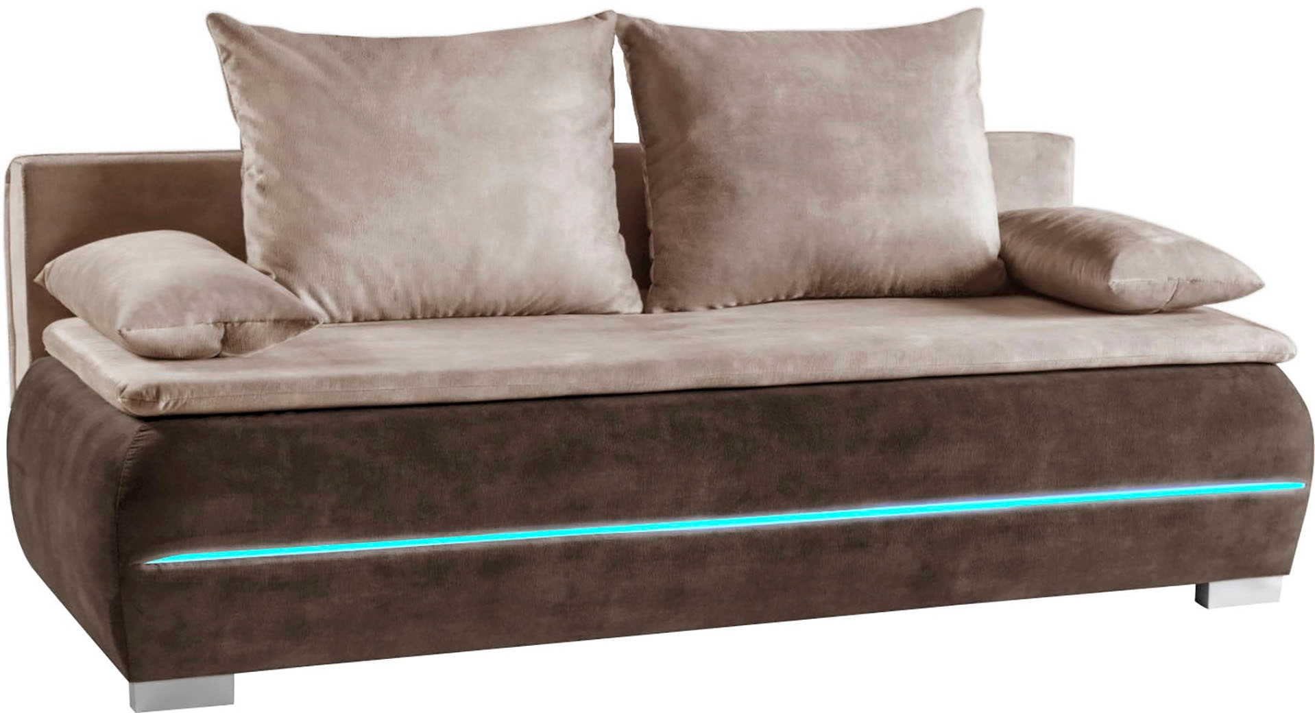 WERK2 Schlafsofa »Tekla LED, Bettcouch Breite 206cm, Liegefläche 200/140cm,«, 2-Sitzer Schlafcouch mit Bettkasten & stylischer RGB-LED-Beleuchtung