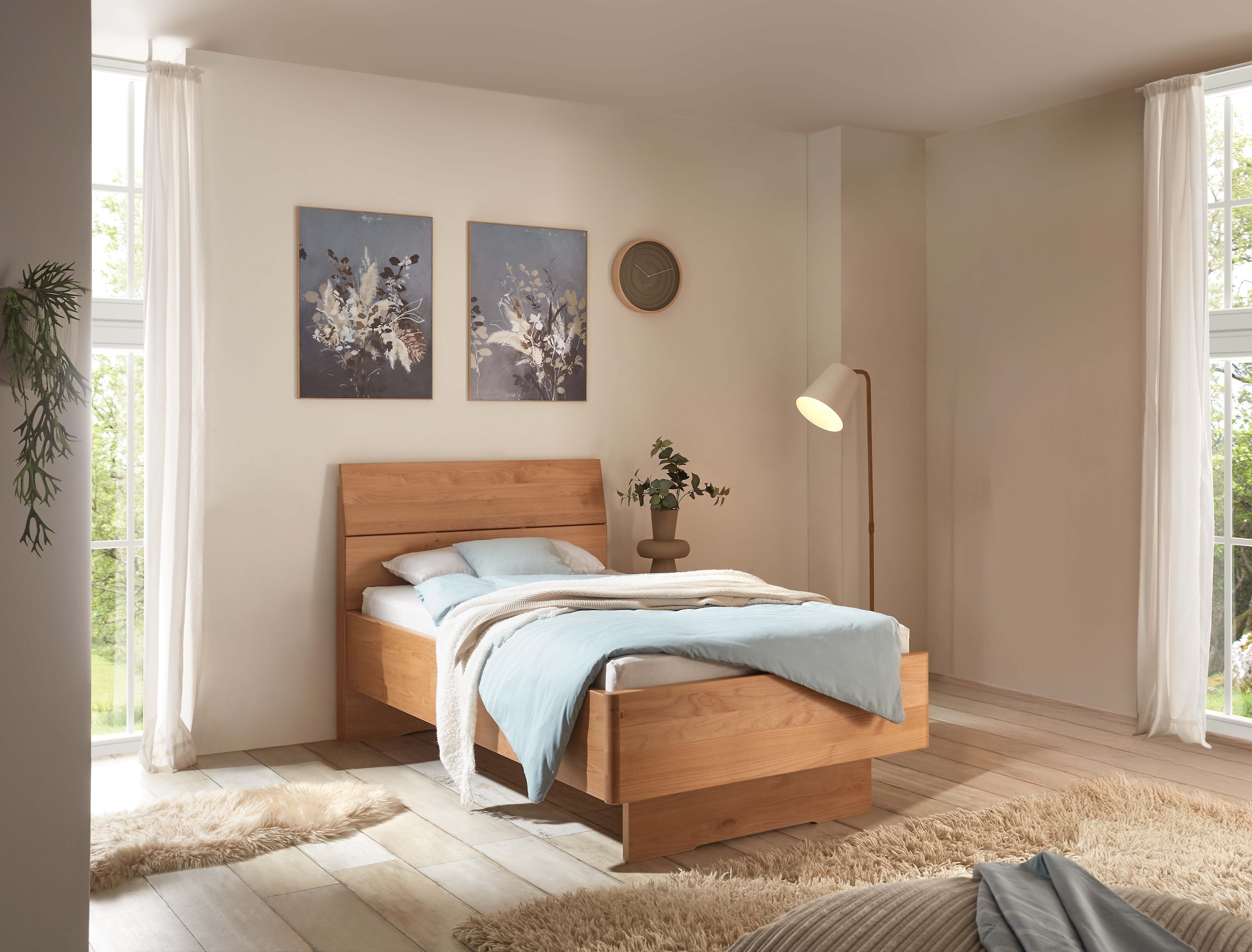 WIEMANN Holzbett »Cardiff, Bettgestell, Bettrahmen, teilmassiv Erle« Belastbarkeit 110/220 Kg, 4-fache höhenverstellbar, MADE IN GERMANY,  Kopf- und Fußteil aus Massivholz in Erle, verschiedene Größen