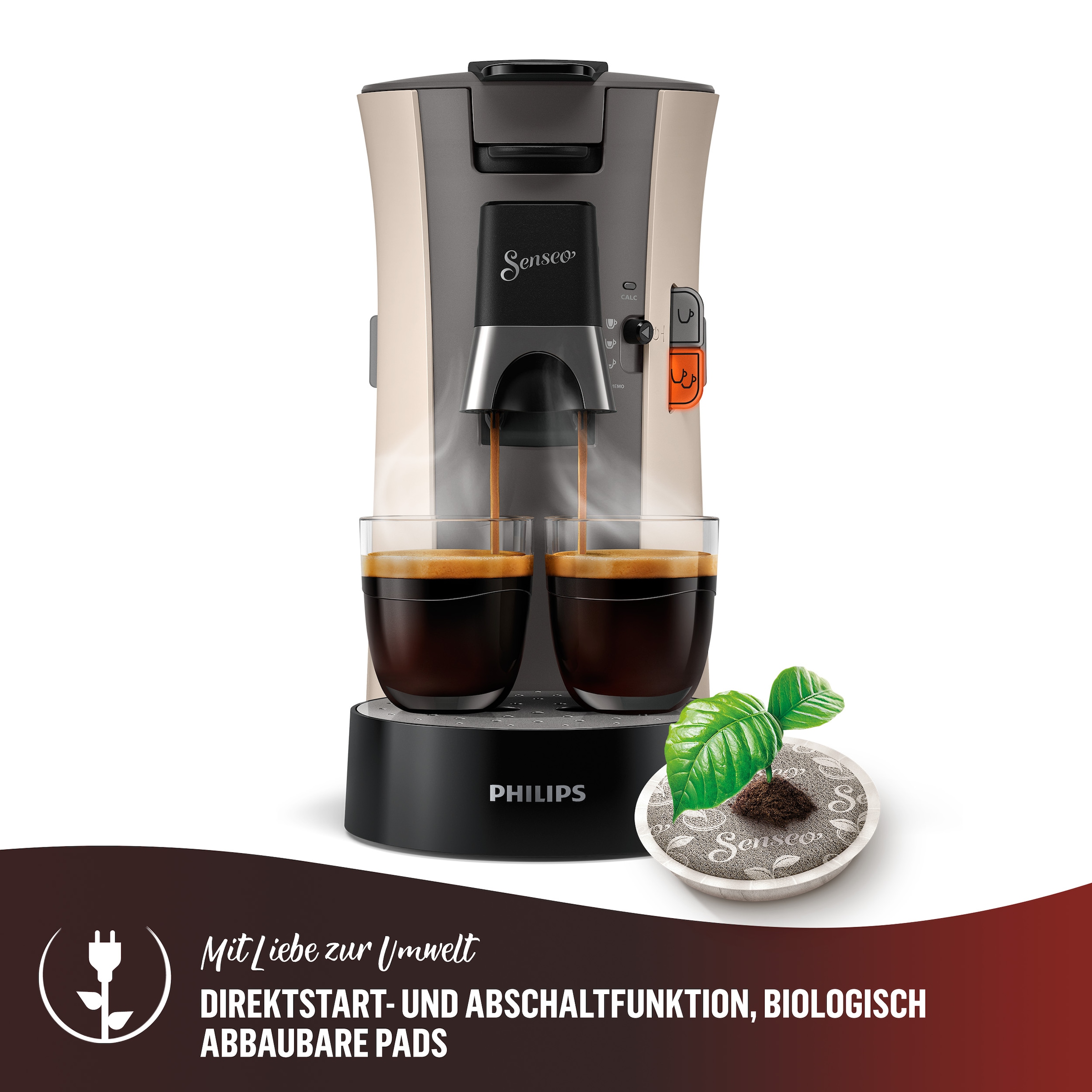 Philips Senseo Kaffeepadmaschine »Select CSA240/90, mit drei Kaffee-Einstellungen«, aus 21% rec. Plastik, Memo-Funktion, inkl. Gratis-Zugabe, Wert 14€ UVP