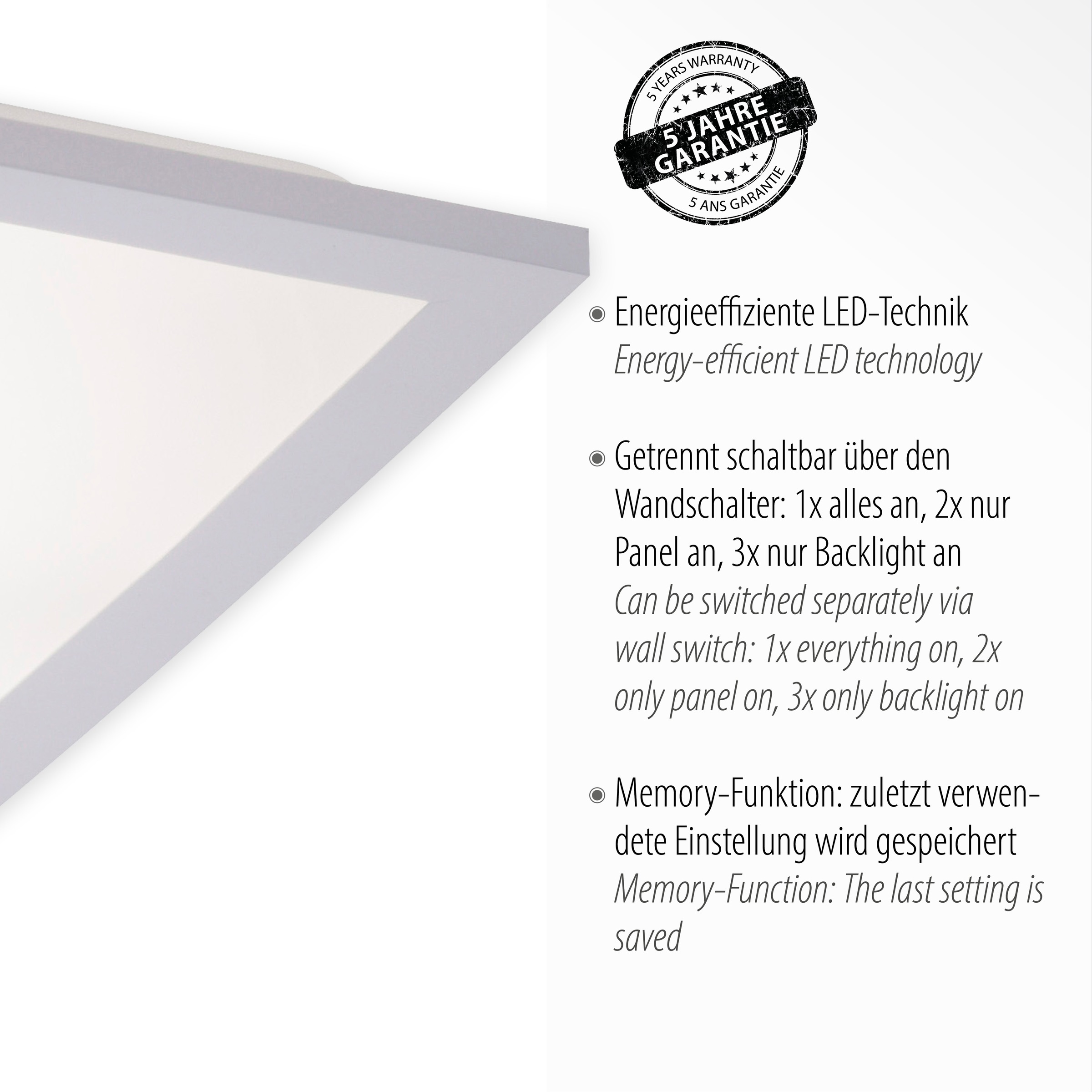 JUST LIGHT Deckenleuchte »FLAT« LED-Board 1 Stk. Warmweiß LED , Serienschalter , Memory, nach Trennung vom Netz