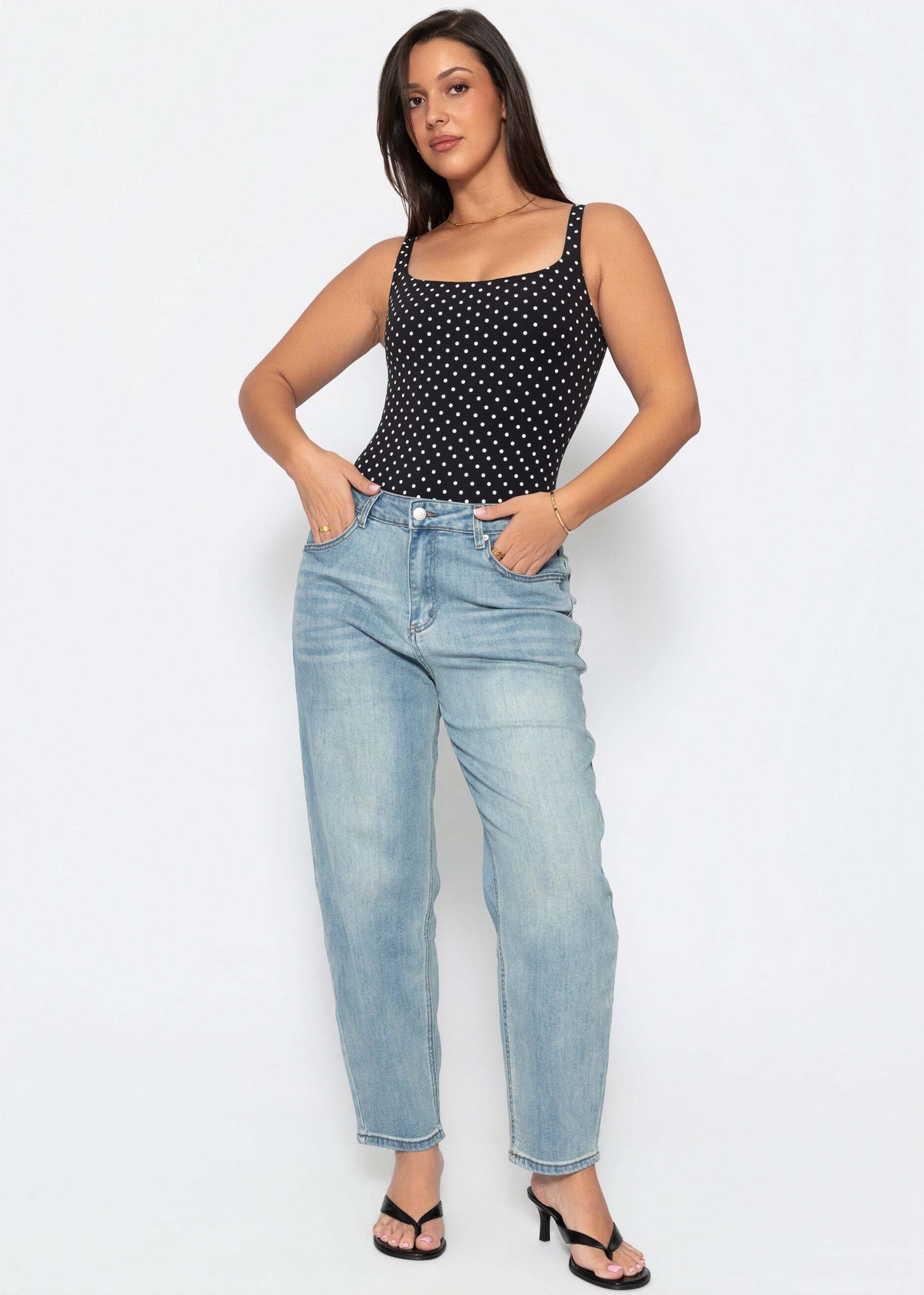 SASSYCLASSY Shaping-Body »Bodysuit Soft Shapewear mit String und Punkte-Print« Elastischer Body in leichtem Formeffekt mit tiefem Rücken und String