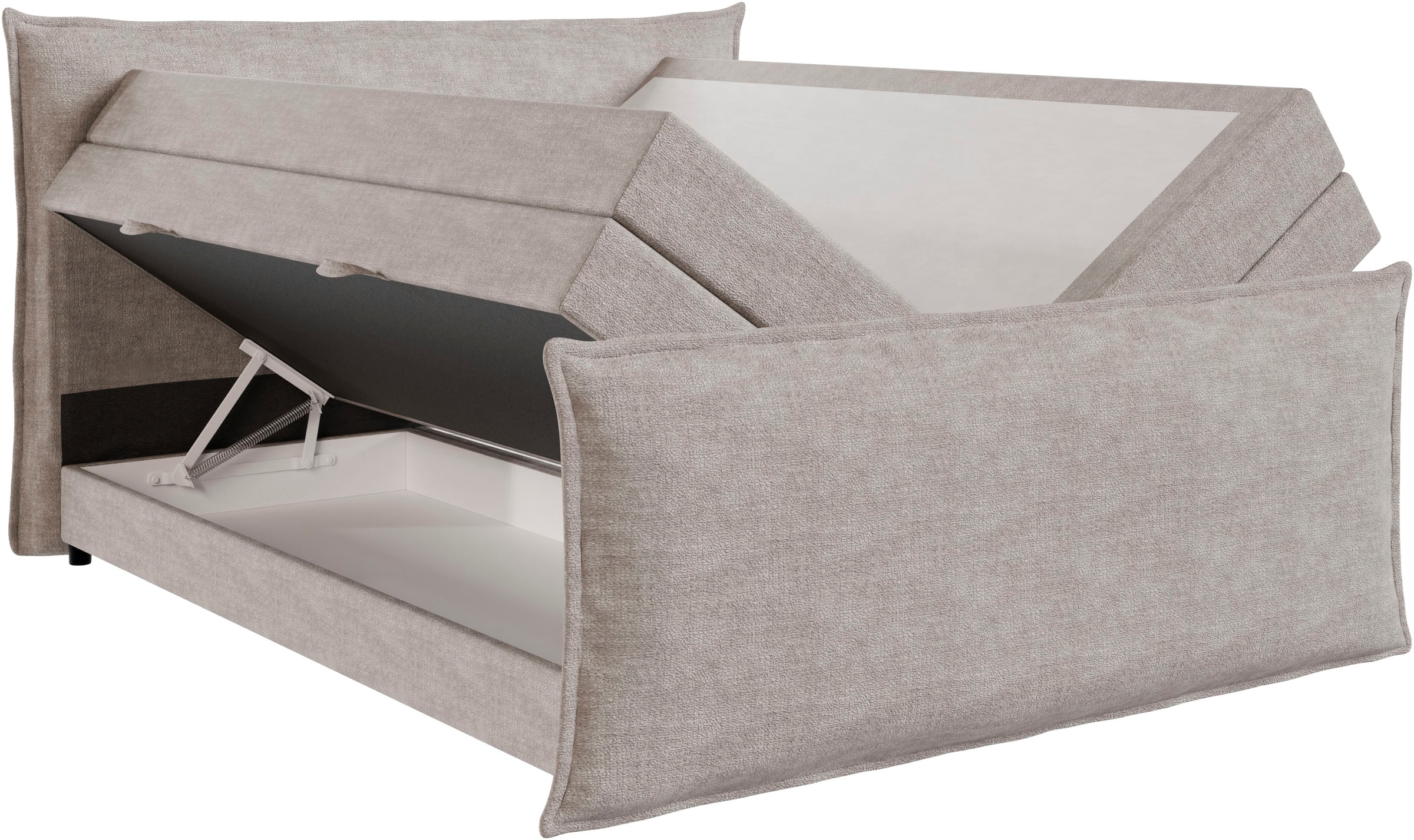 FORTE Boxspringbett »Harmonie inkl. Bettkasten und Topper, Kopf- und Fußteil in Kissenoptik« in den Breiten 140cm, 160cm und 180cm erhältlich