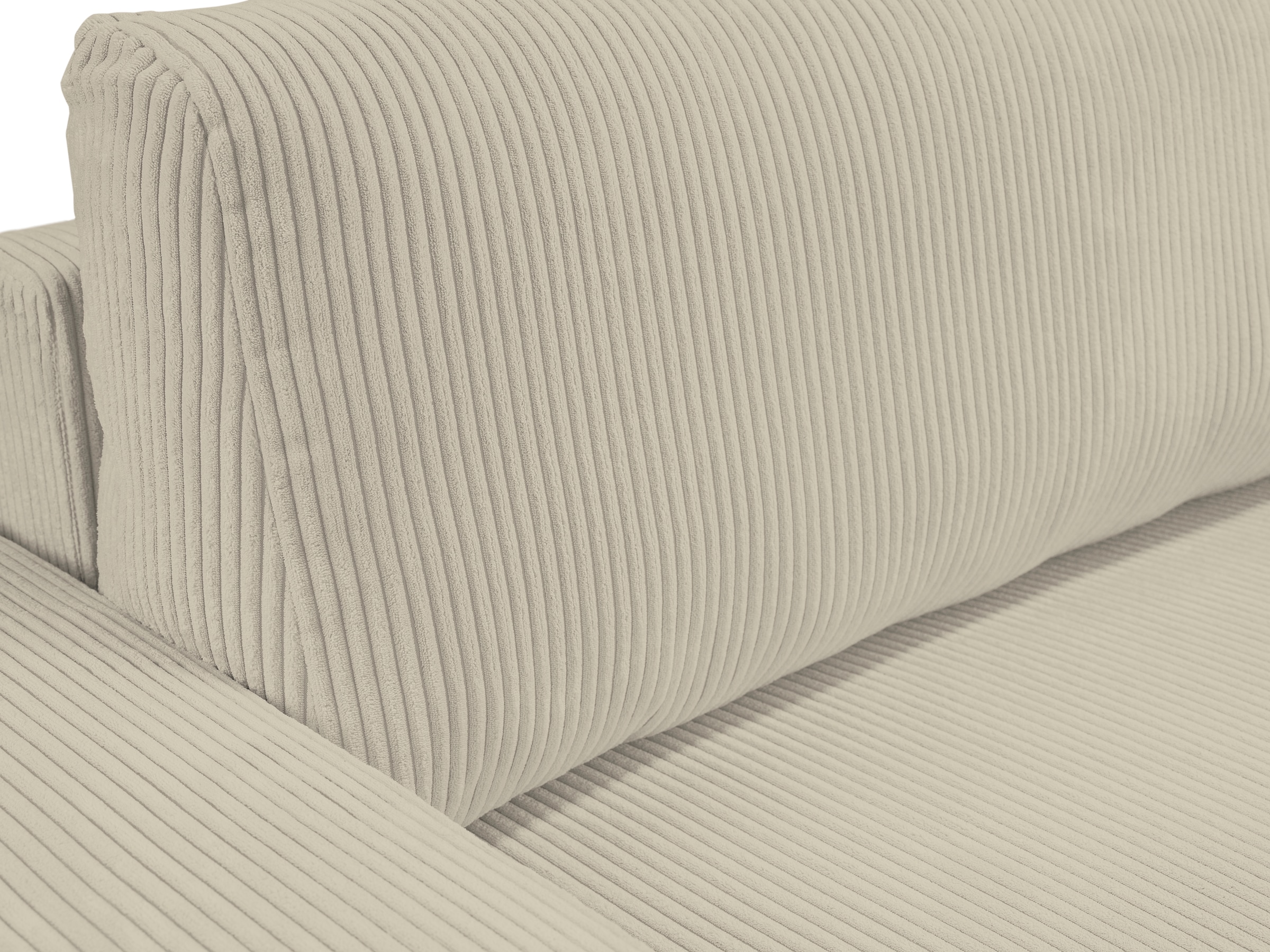 WERK2 Ecksofa »Rotterdam-L, kuschelweicher Cord oder Breitcord, L-Form, Breite 267 cm«, Design Ecksofa mit Schlaffunktion & Bettkasten, Cord, Natur