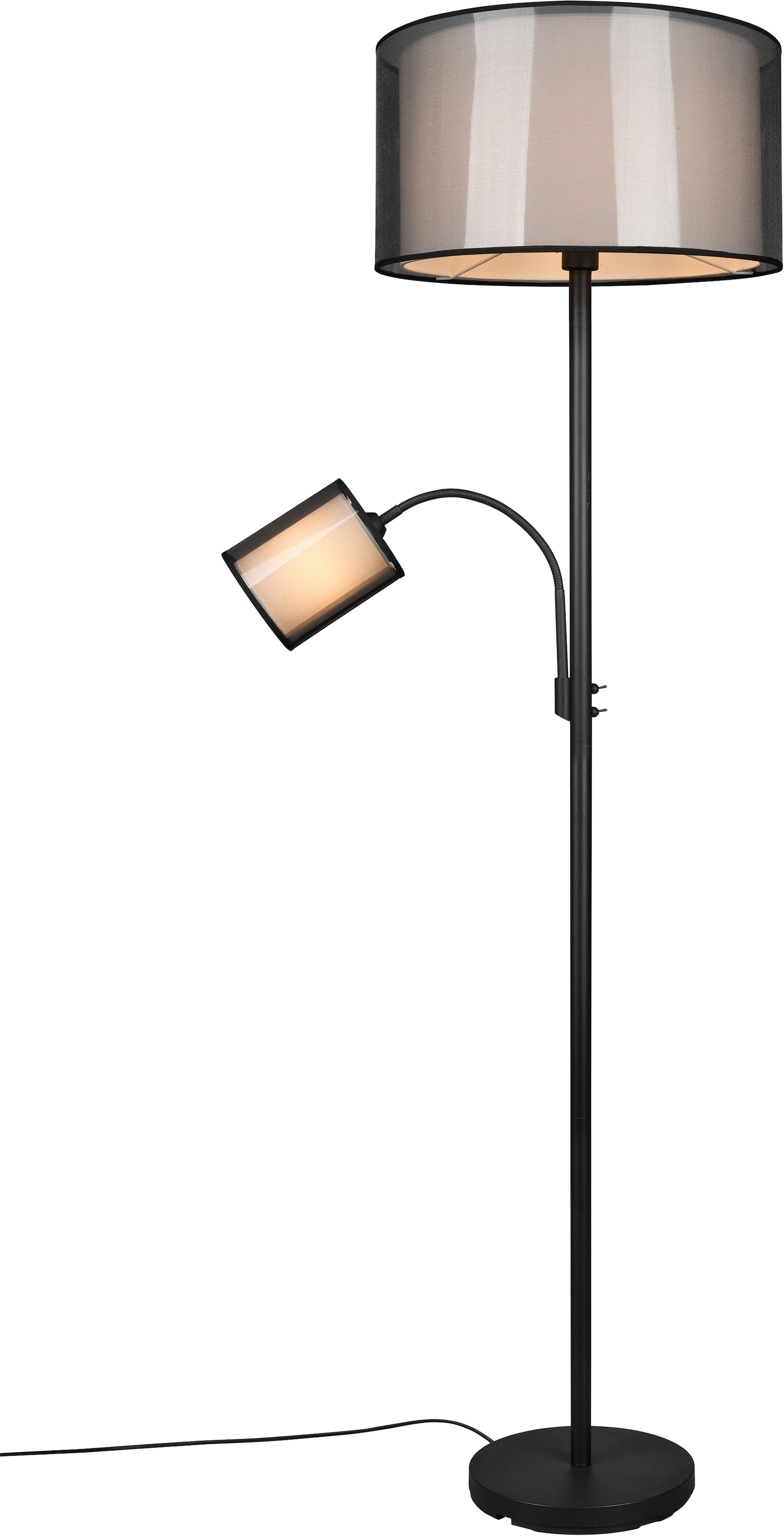 Style Doppelschirm kaufen Stehlampe OTTO Lesearm, online »Liotta«, Stehleuchte mit cm Textil, Höhe Places of 2 174 bei flammig-flammig, Deckenfluter