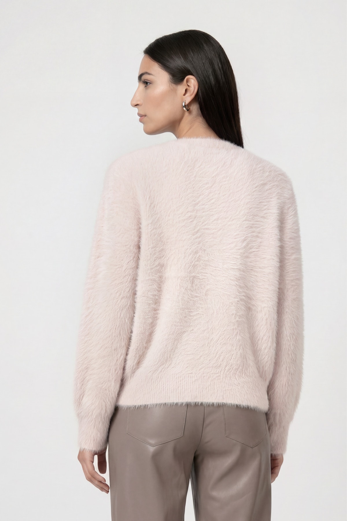 Monari Strickjacke »Plüsch« im flauschigen Materialmix, Rundhals