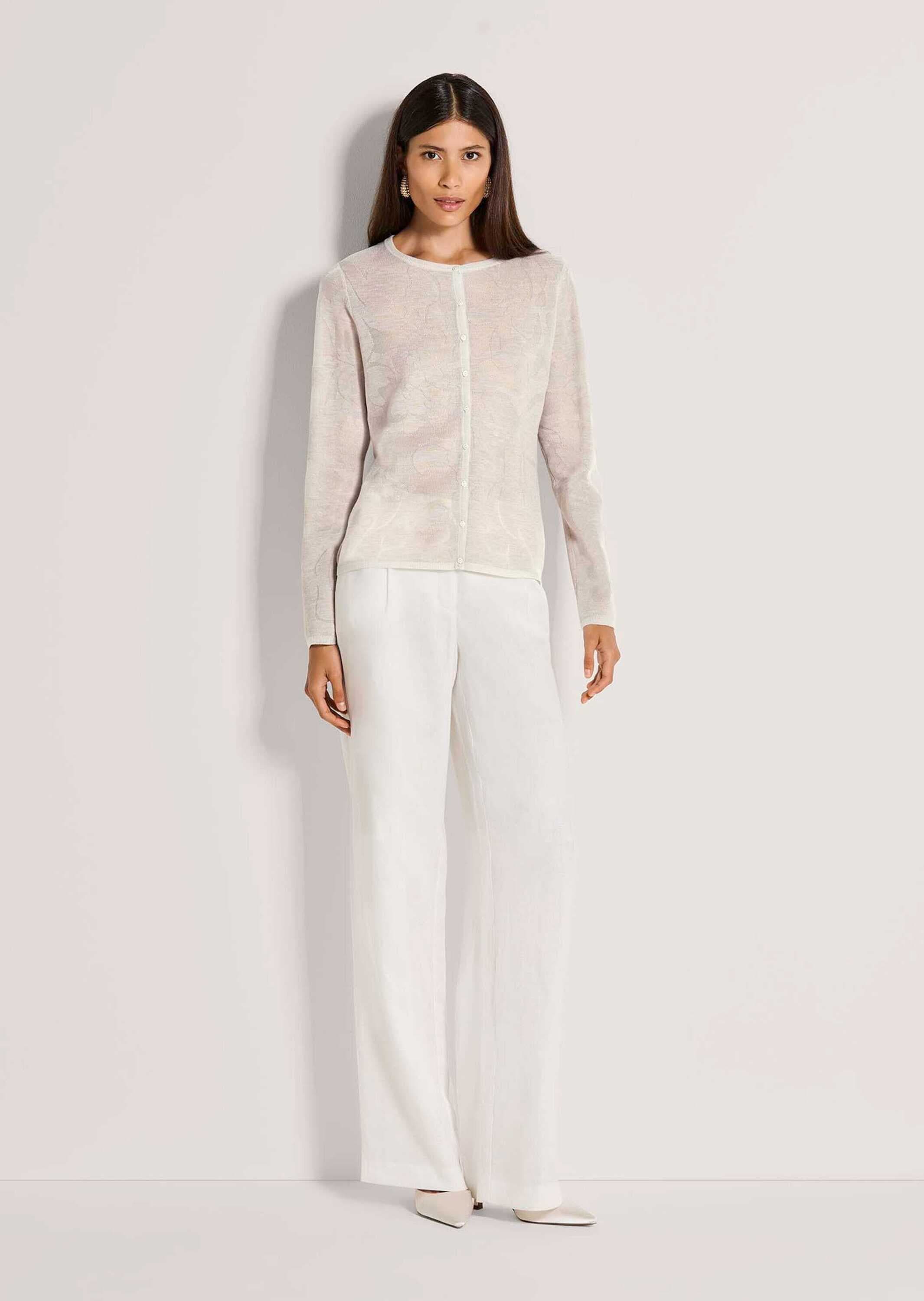 MADELEINE Strickjacke »Strickjacke Elegante Sommerjacke mit Rundhals, Feinstrick« Toniges Blumendesign