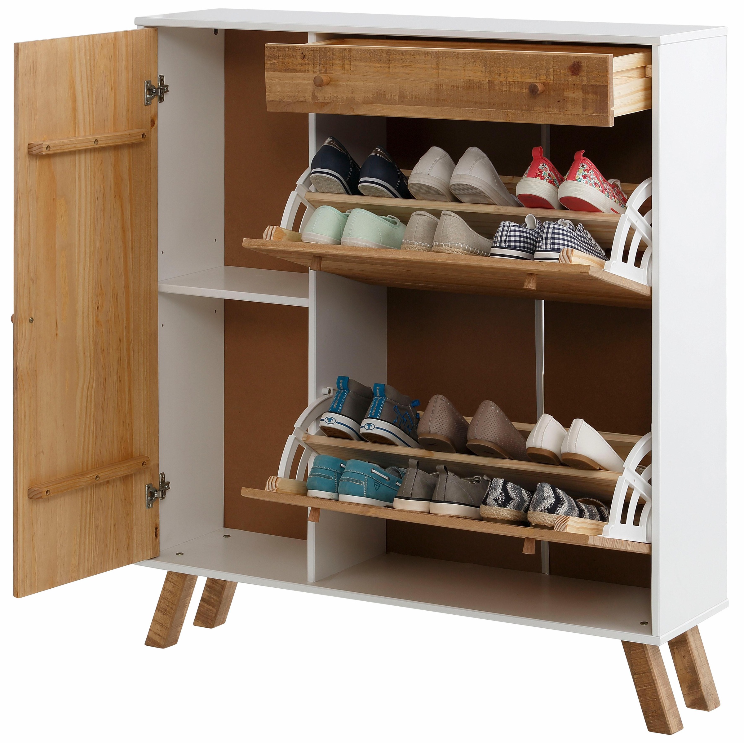 Home affaire Schuhschrank, Rondo», Breite 100 cm, mit 1 Schubalde, 1 Tür und 2 Schuhklappen