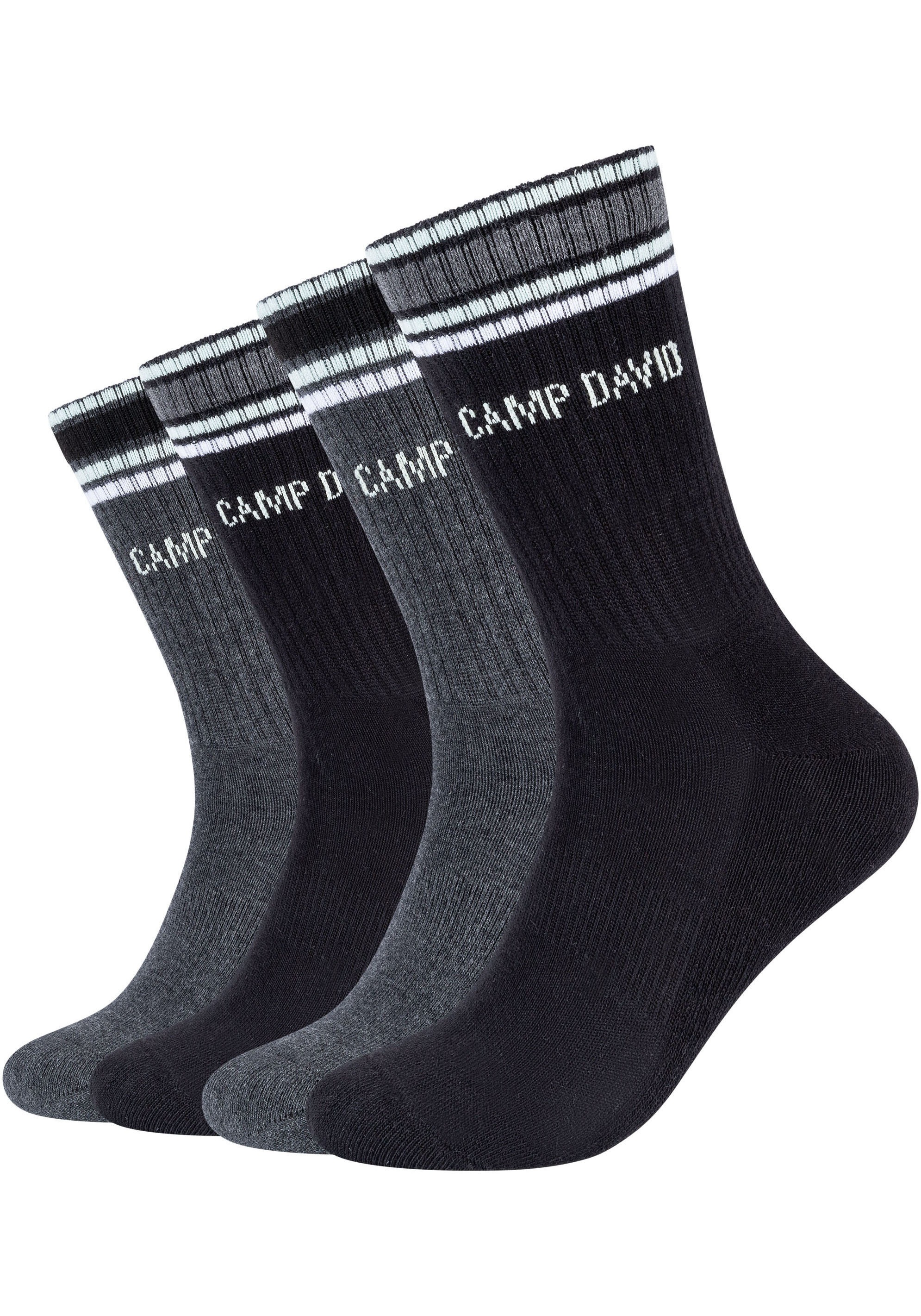 Camp David Herren ABS-Socken »cushioned« 4 Paar tlg. mit verstärktem Zehenbereich in schwarz, Größe 39-42
