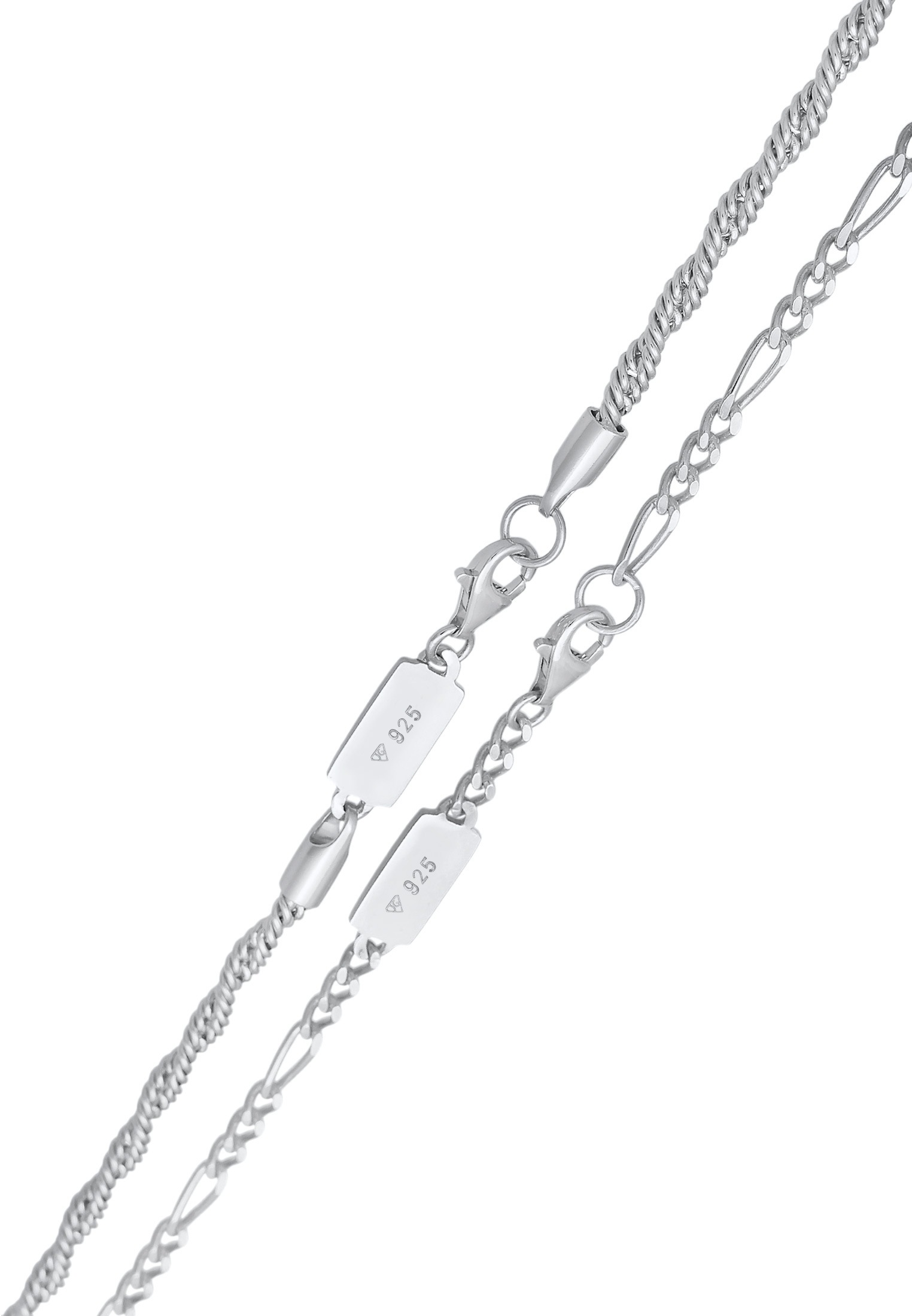 Kuzzoi Silberkette »Halskette Herren Kordel Figaro 2er Set 925 Silber«