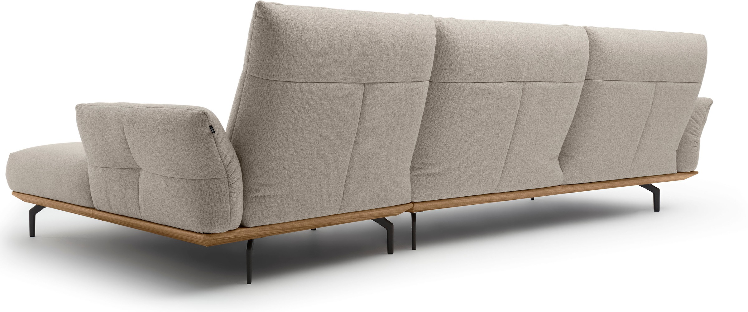Creation BY ROLF BENZ Ecksofa »CR.460«, Sockel in Nussbaum, Winkelfüße in Umbragrau, Breite 338 cm