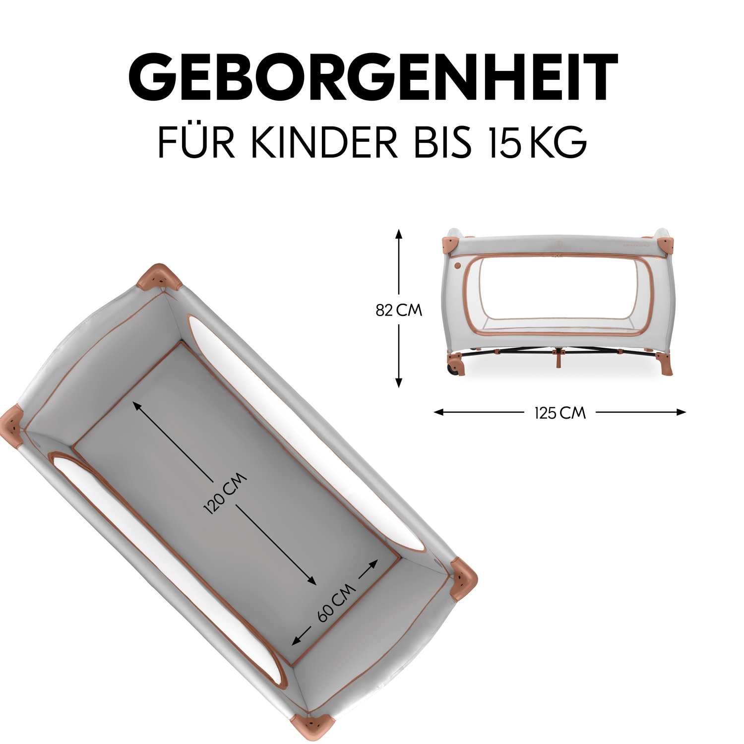 Hauck Baby-Reisebett »Sleep N Play Go Plus, Dusty Cork«, mit integrierten Rädern; Vorderausstieg