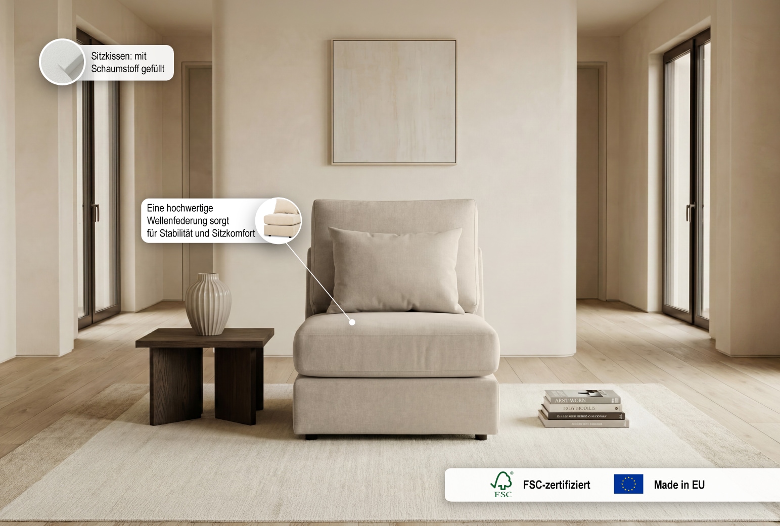 OTTO home Sessel »Nivette, weiches Chenille« 96x66 cm, eine tolle Ergänzung zum Sofa