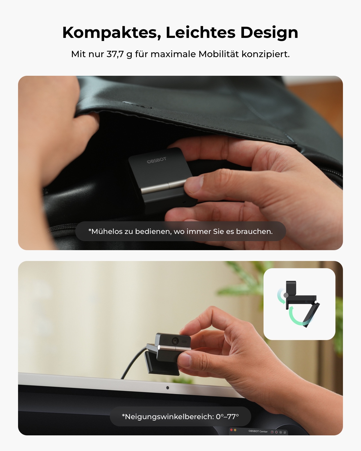 OBSBOT Webcam »Meet Flip« 4K Ultra HD