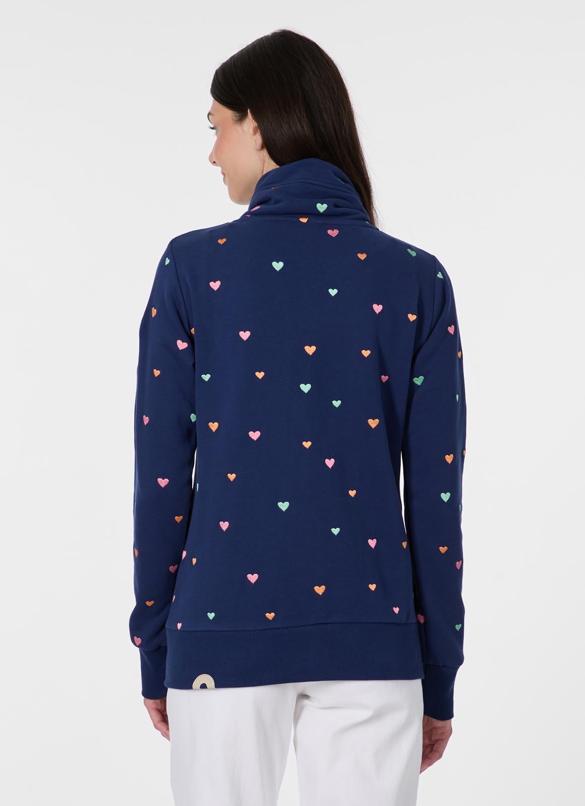 Ragwear Sweatjacke »RONETTE HEARTS« Baumwollmischung, innen unbrushed, leicht taillierte Form