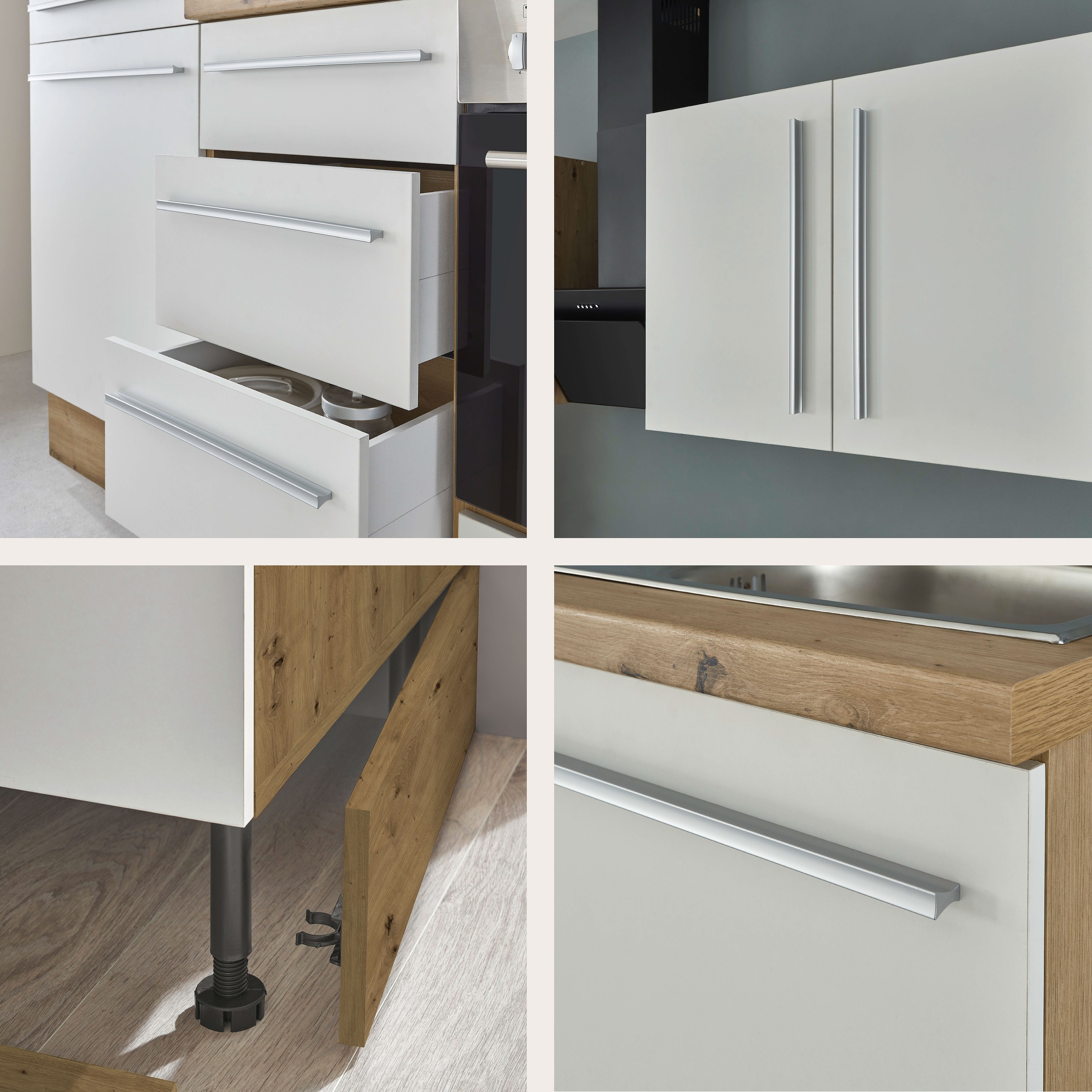KOCHSTATION Küchenzeile »KS-Florida mit 38mm starker Arbeitsplatte«, Breite 220 cm, wahlweise mit E-Geräten, Soft-Close-Funktion