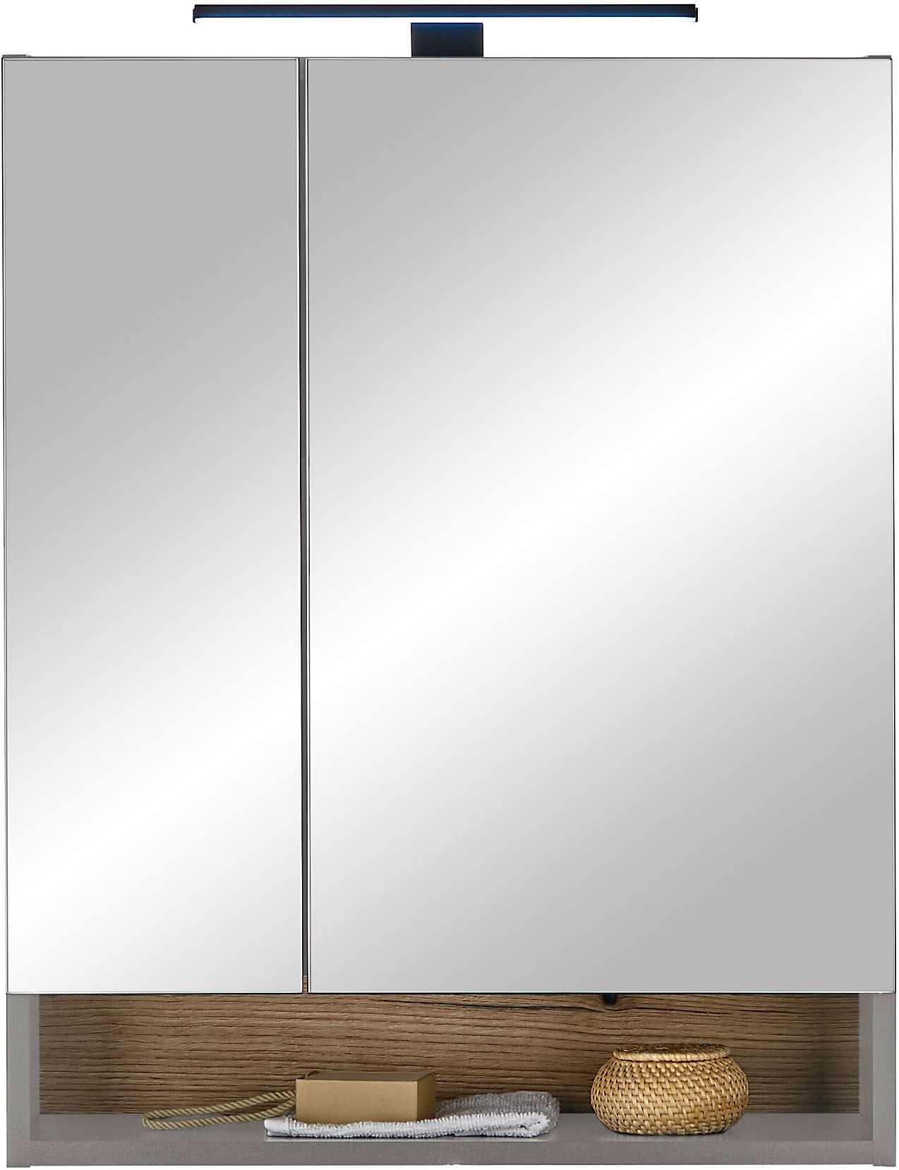BASIC by Balculina Spiegelschrank »Denver Spiegelschrank, Badezimmerschrank BxHxT 60x75x22«, (1 St.), Breite 60 cm, Tür L/R montierbar, Softclose