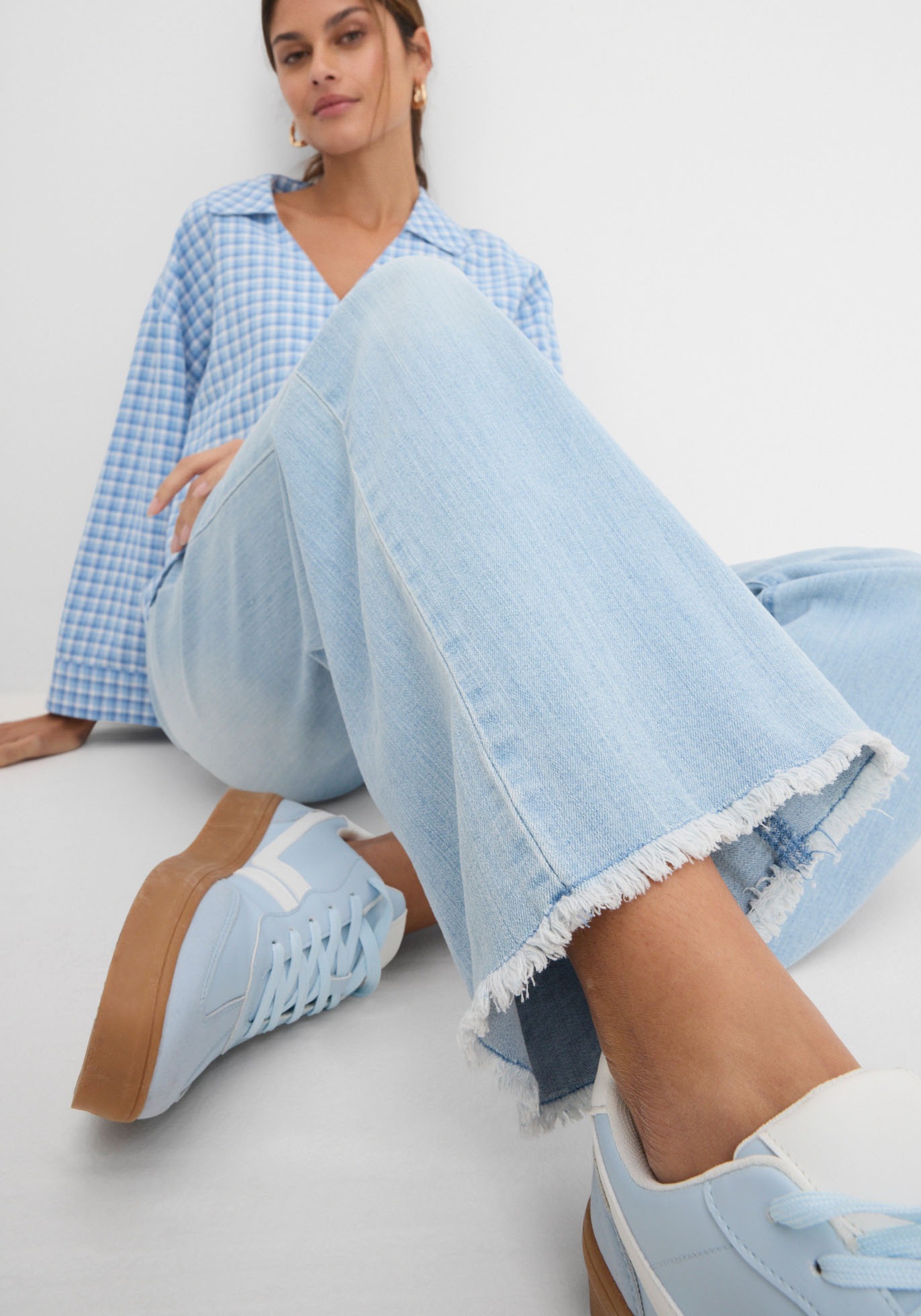bonprix Weite Jeans »Wide-Leg-Jeans High Waist« Loose Fit Passform, aus Baumwollmischung mit Stretch