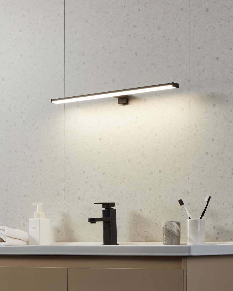 EGLO Spiegelleuchte »PANDELLA 2 Spiegellampe, Alu, Kunststoff, IP44, Badezimmerlampe, Lampe«, 1 flammig, Leuchtmittel LED-Modul | LED wechselbar, Wand-/Deckenleuchte, L60 x H4 x AL12 cm, schwarz, 11W inkl.