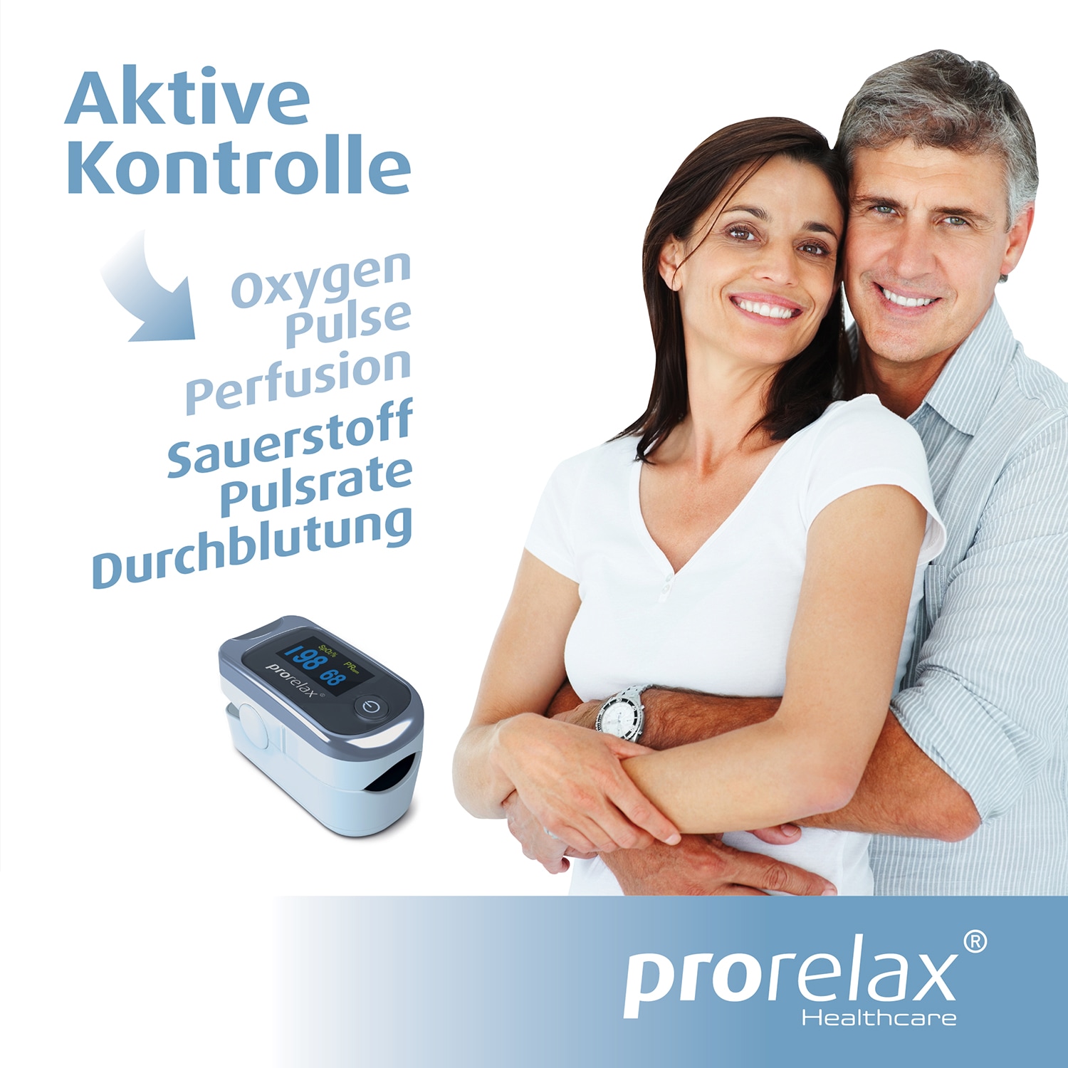 prorelax Pulsoximeter »12021«, Messung von Pulsfrequenz, Sauerstoffsättigung und Durchblutungsindex