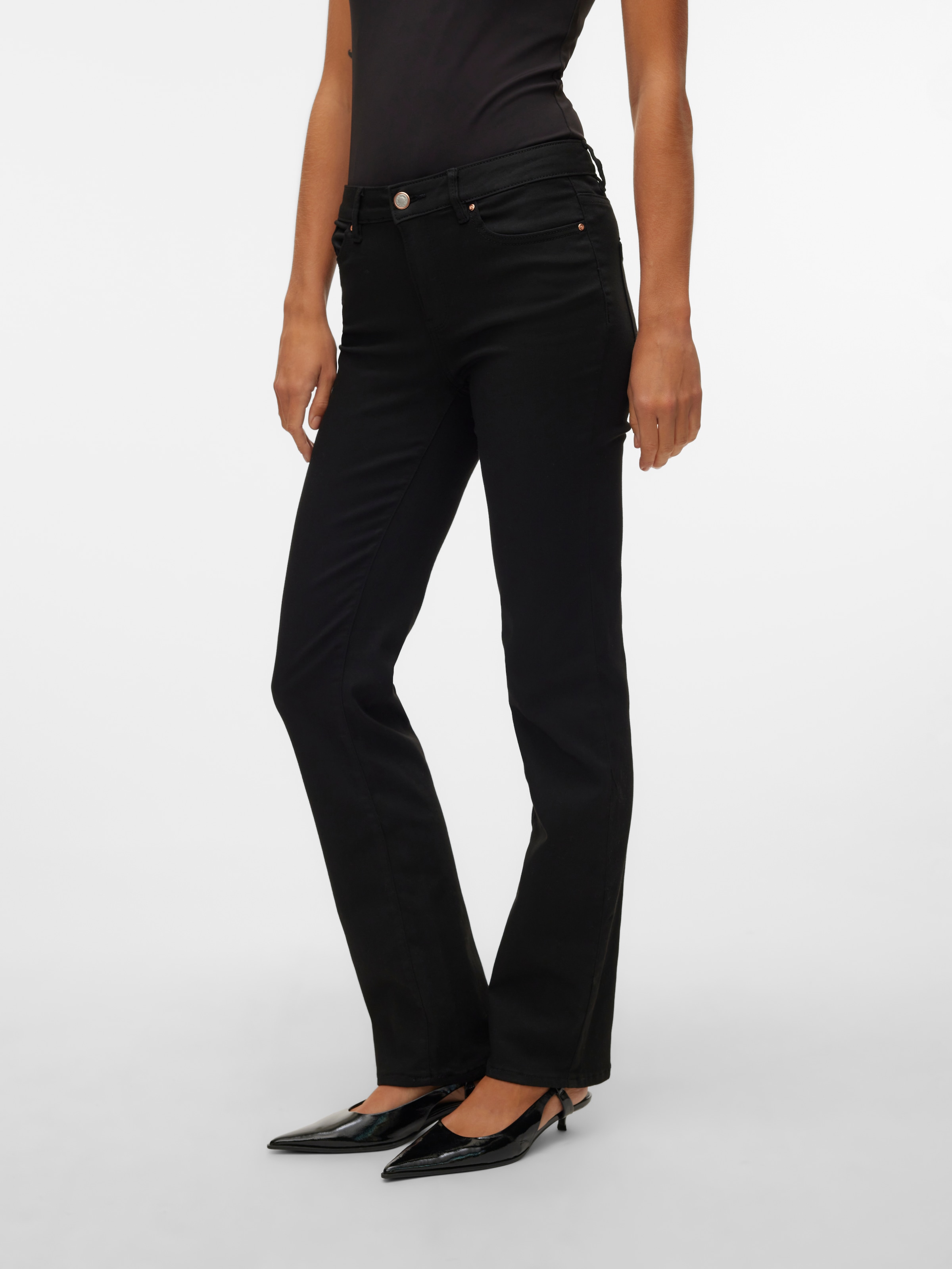 Vero Moda Straight-Jeans »VMFLASH MR STRAIGHT JEANS LI140 GA NOOS« Materialmix, regular waist, straight fit