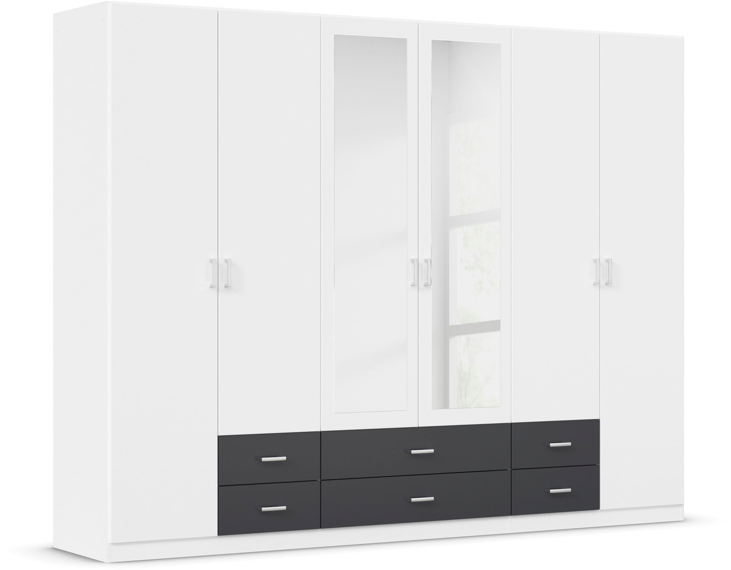 rauch Kleiderschrank »Gamma Drehtürenschrank Garderobe Schrank mit Spiegel«, in schlichtem Design mit Schubkästen und Spiegel, in 3 Breiten