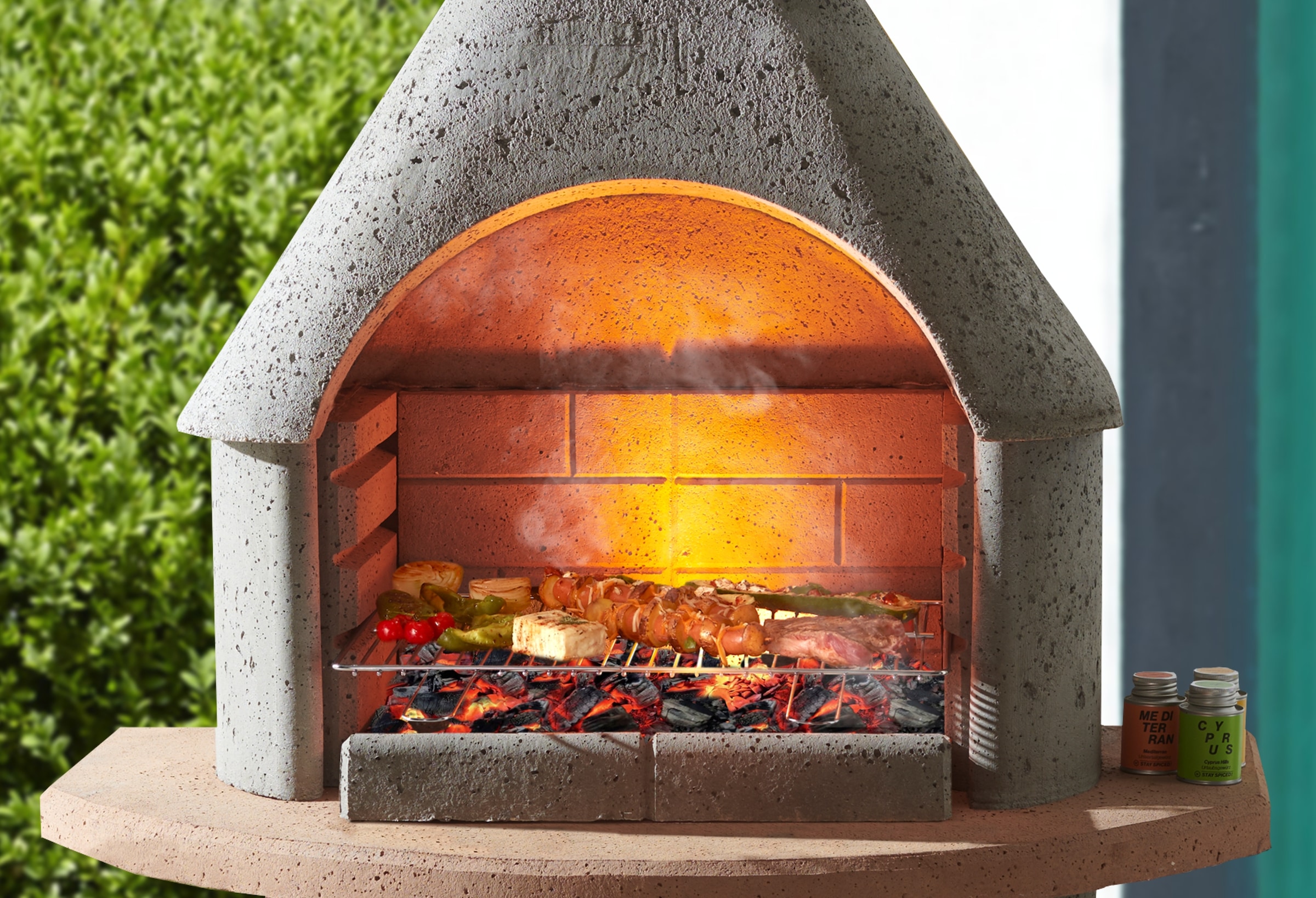 Buschbeck Grillkamin »Las Palmas« stabiler Beton-Kamin mit Grillrost, BxTxH: 110x65x206 cm