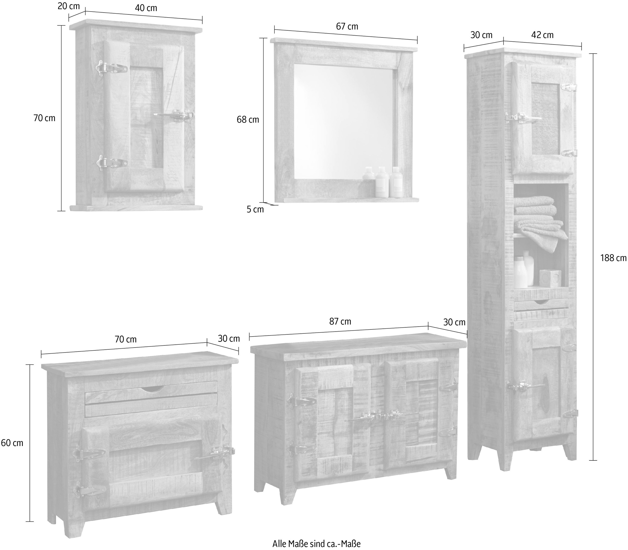 SIT Badmöbel-Set »Frigo« Set, 5 Stk. tlg.