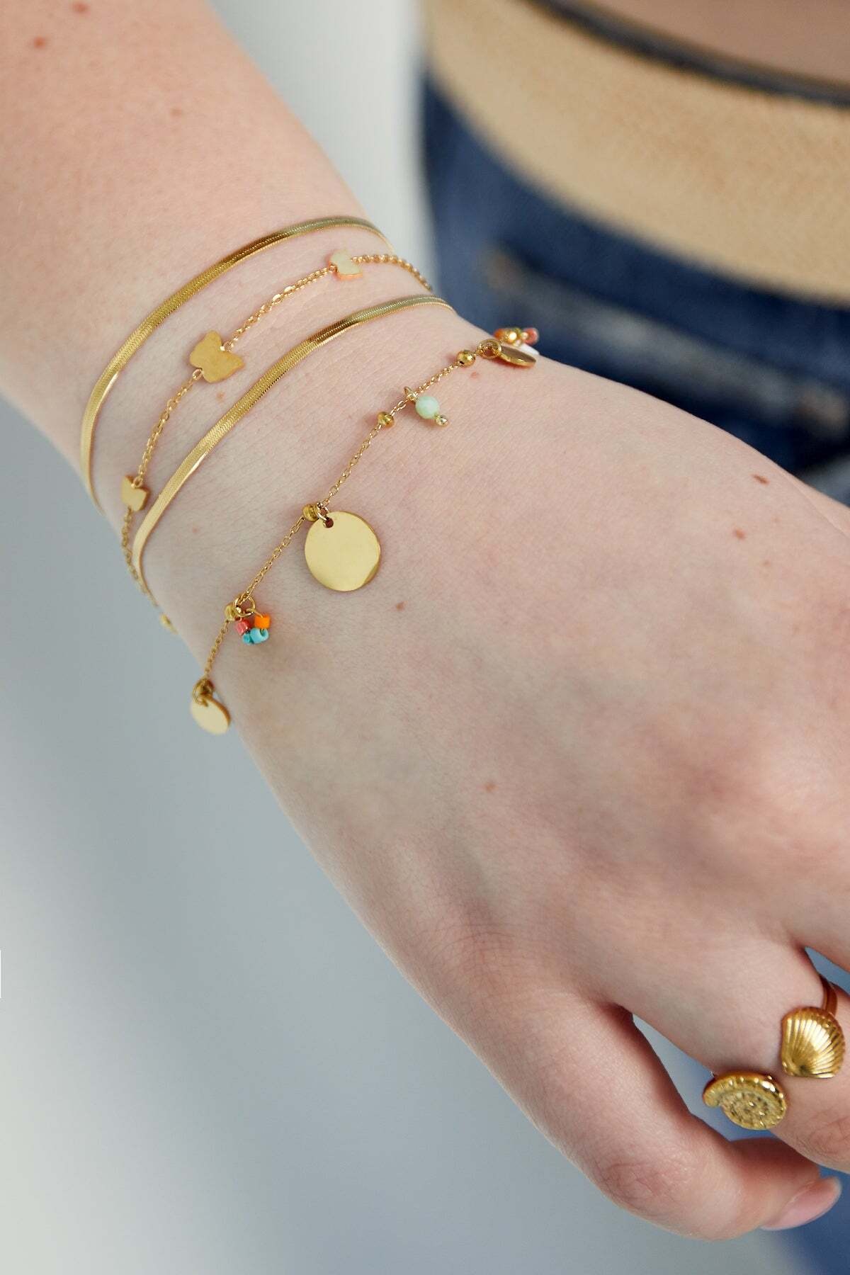 Adelia´s Charm-Armband »Armband Charmarmband mit runden Plättchen 16 cm« Um 3 cm größenverstellbarer Modeschmuck
