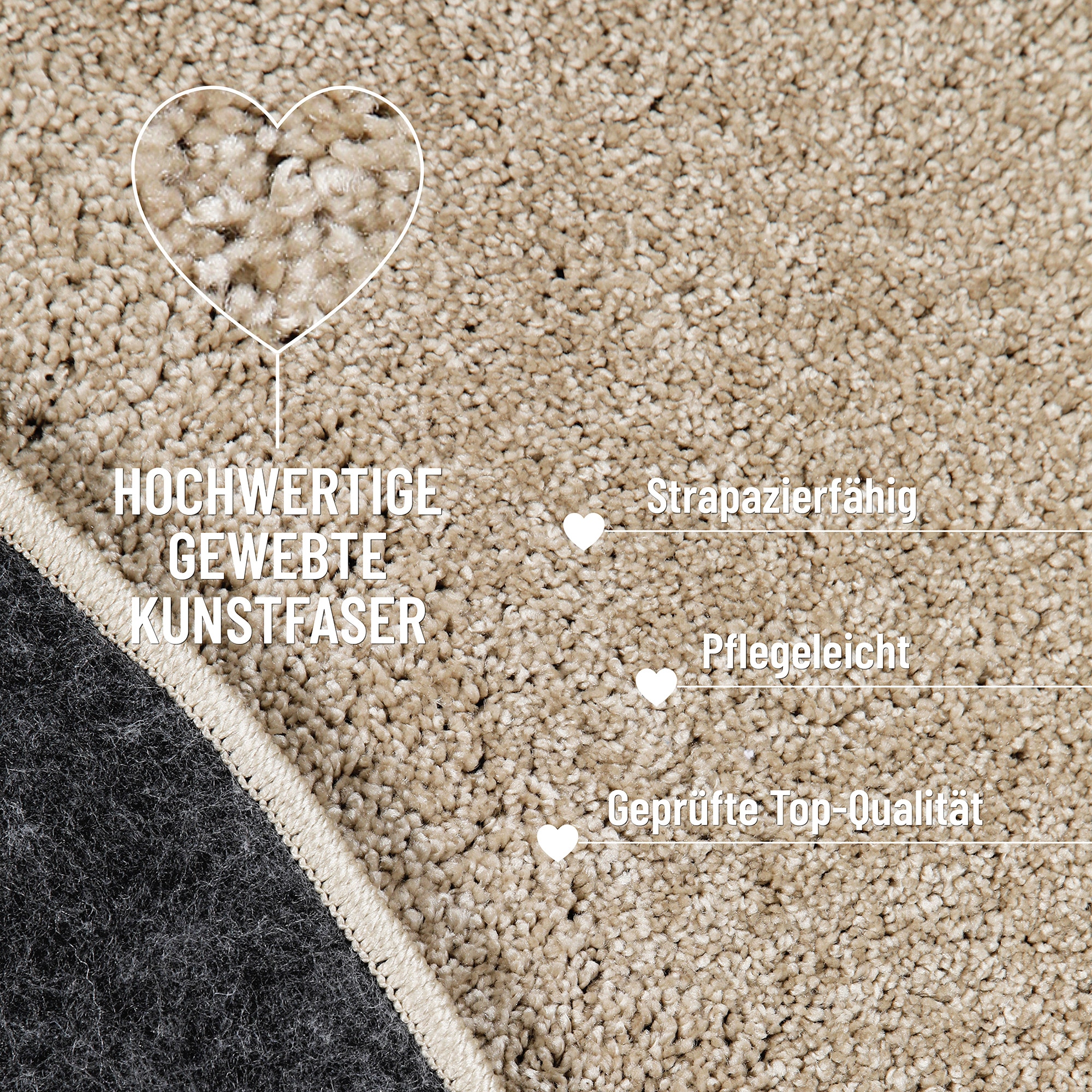 Wecon home Hochflor-Teppich »Manta«, rechteckig, 25 mm Höhe, Läufer, Langflor maschinell gewebt, robust, Wohn- & Schlafzimmer, uni