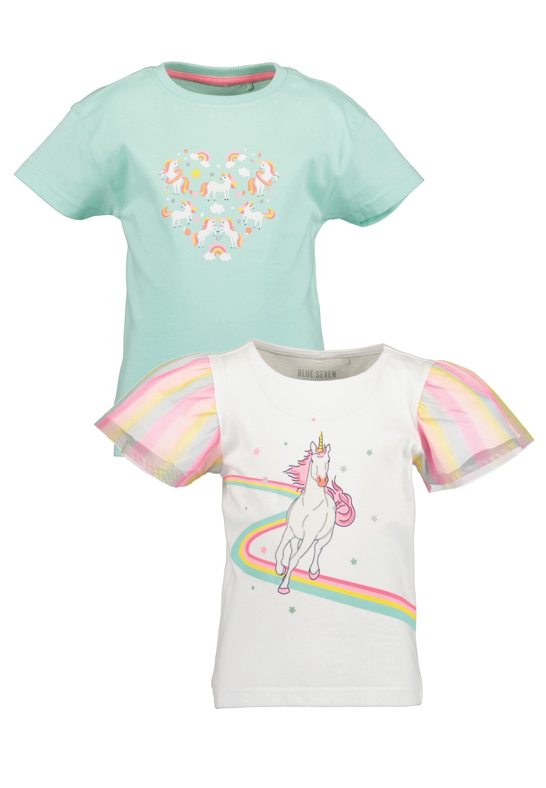Blue Seven Kurzarmshirt Packung, 2 Stk. mit süßen Einhorn-Drucken