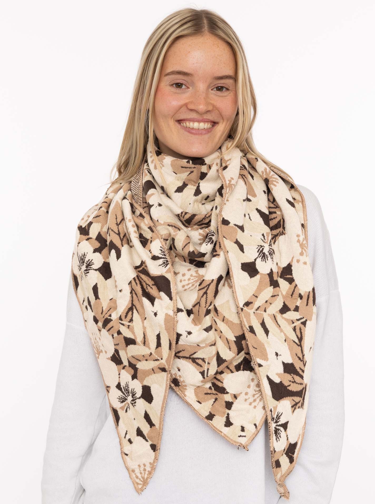 Zwillingsherz Dreieckstuch »"Blumen & Sträucher"« Strick, florales Muster, wärmend