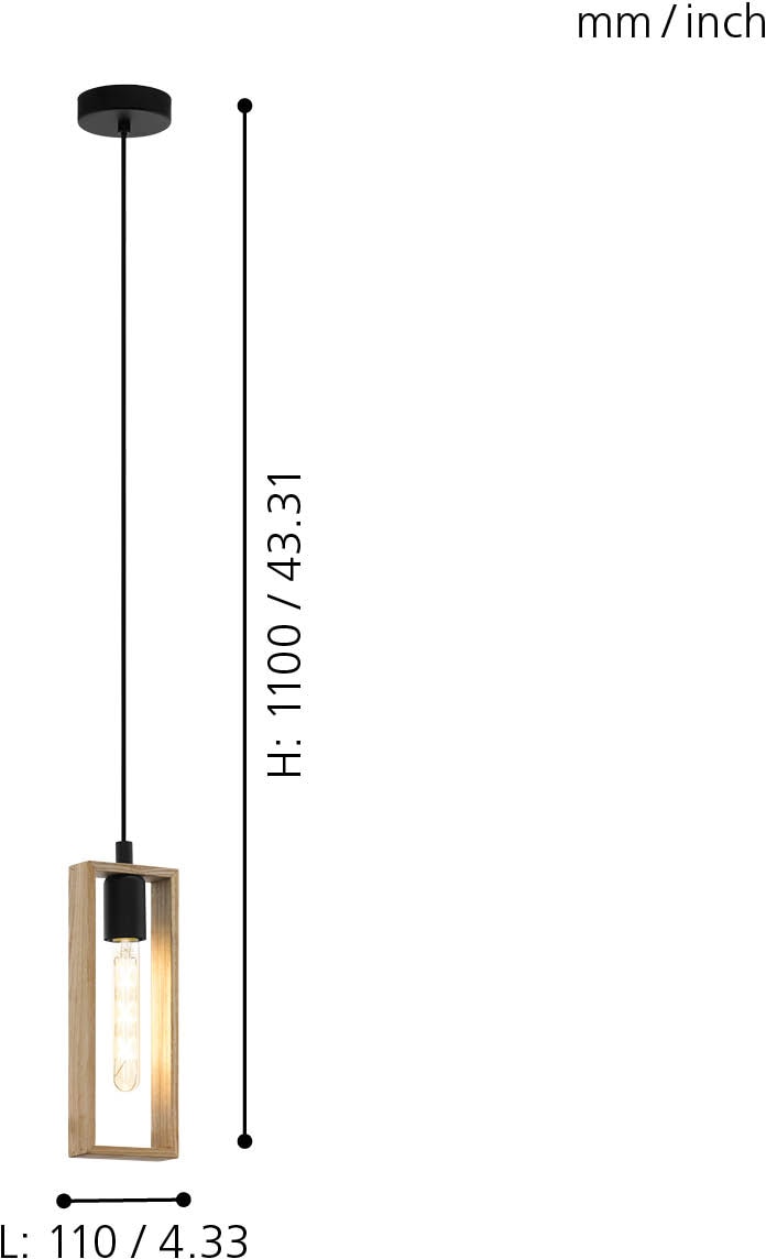 EGLO Pendelleuchte »LITTLETON«, 1 flammig, Leuchtmittel E27 | ohne Leuchtmittel, Vintage Pendelleuchte, Industrial, Retro Hängelampe, Fassung: E27