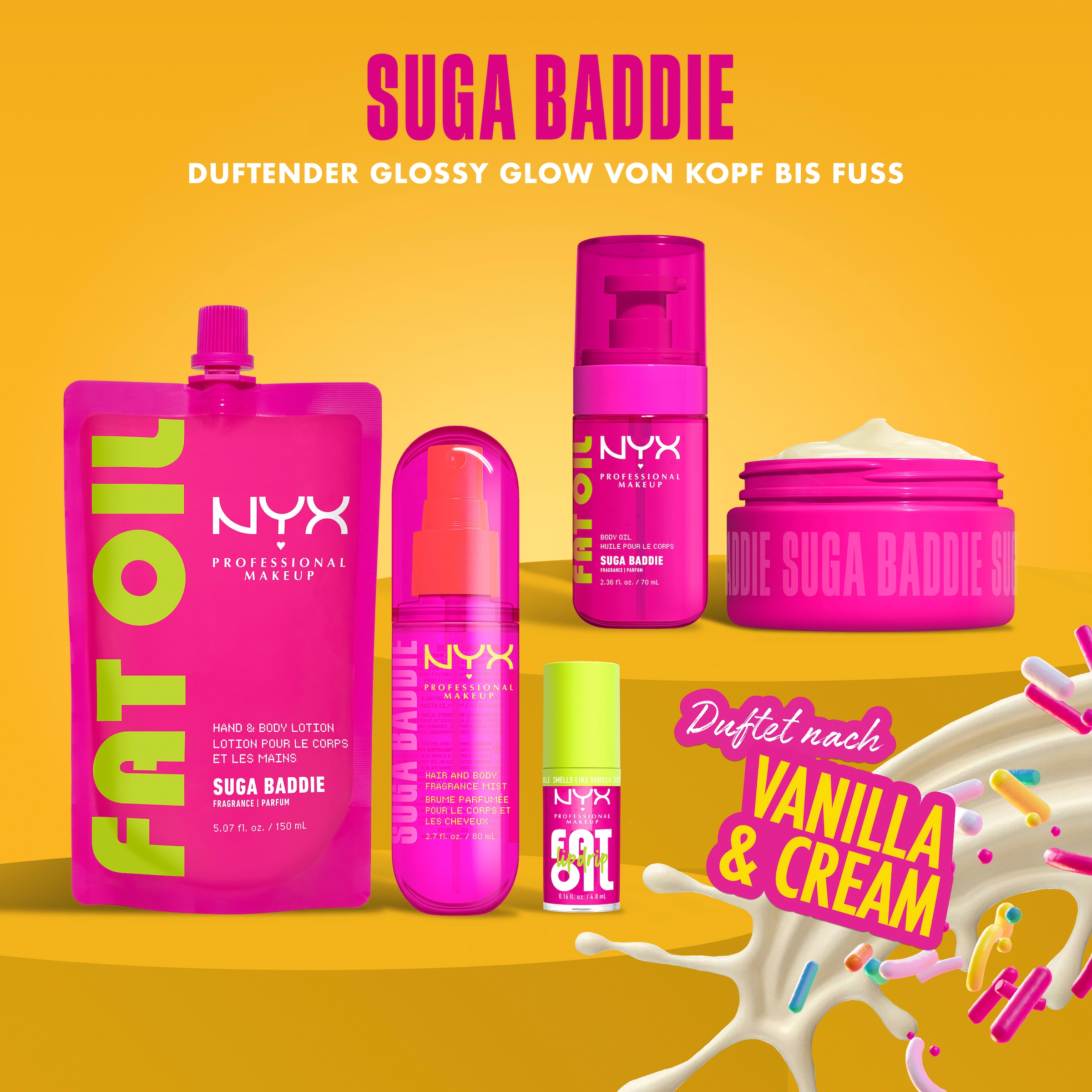 NYX PROFESSIONAL MAKEUP Körperöl »FAT OIL BODY OIL SUGA BADDIE« für strahlenden Glow am Körper