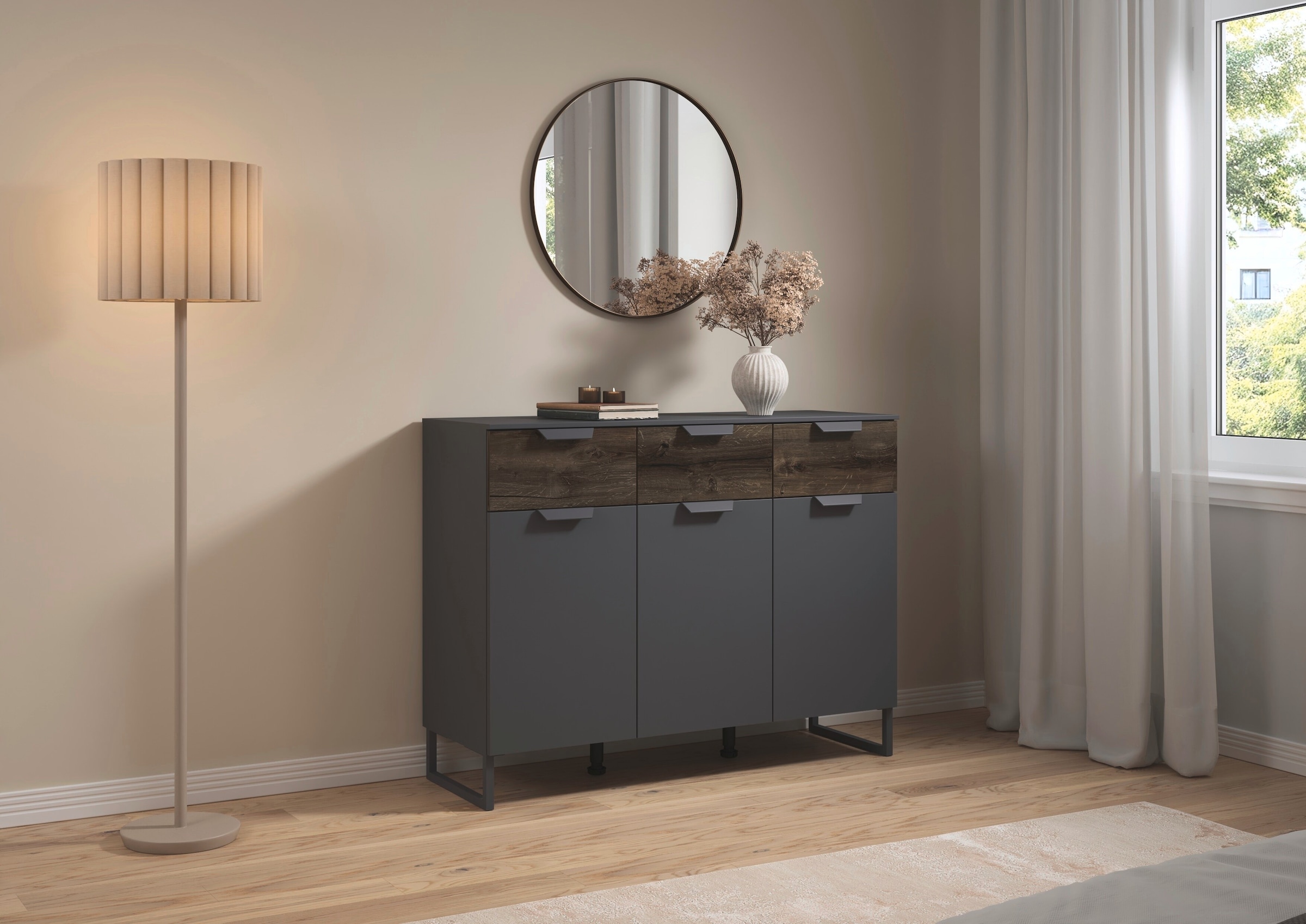 rauch Kombikommode »Barea« Breite 120 cm, Höhe 92 cm,  3 Türen, 3 geräumige Schubladen, Böden verstellbar MADE IN GERMANY