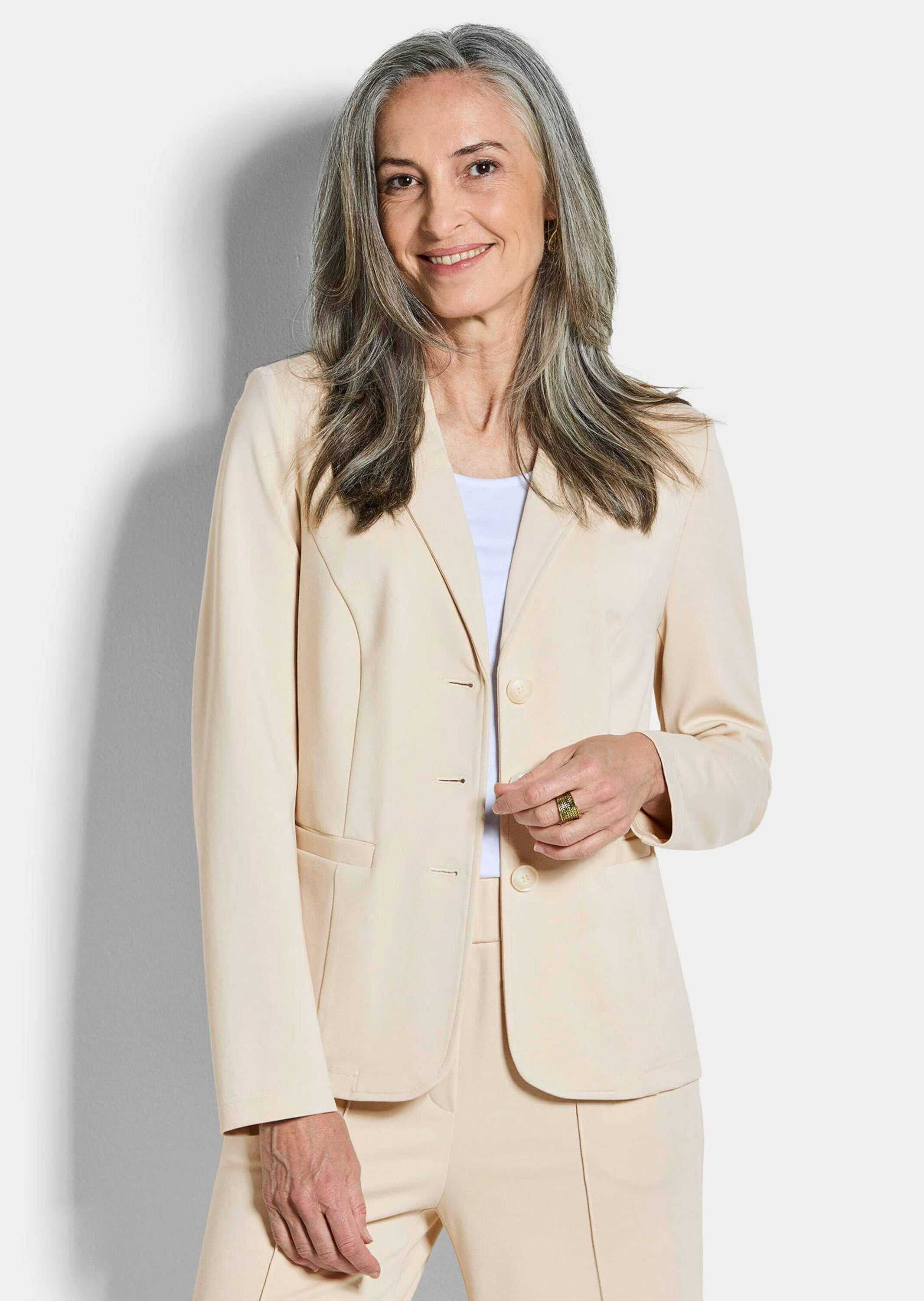 GOLDNER Jackenblazer »Kurzgröße Viskoseblazer mit Reverskragen« stretchbequeme Jerseyqualität