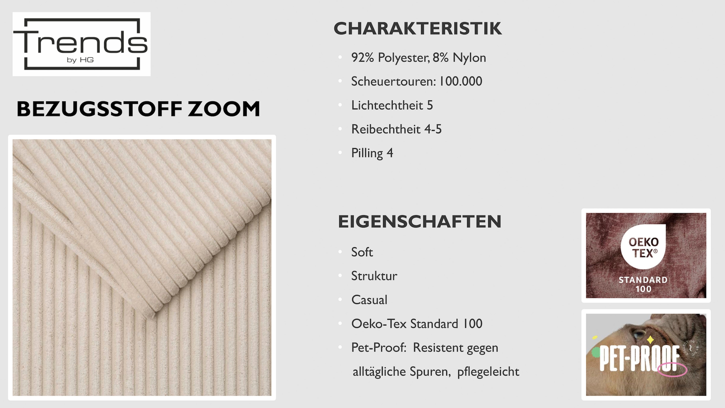 Trends by HG Ecksofa »Leo, B: 309, in Cord und Chenille«