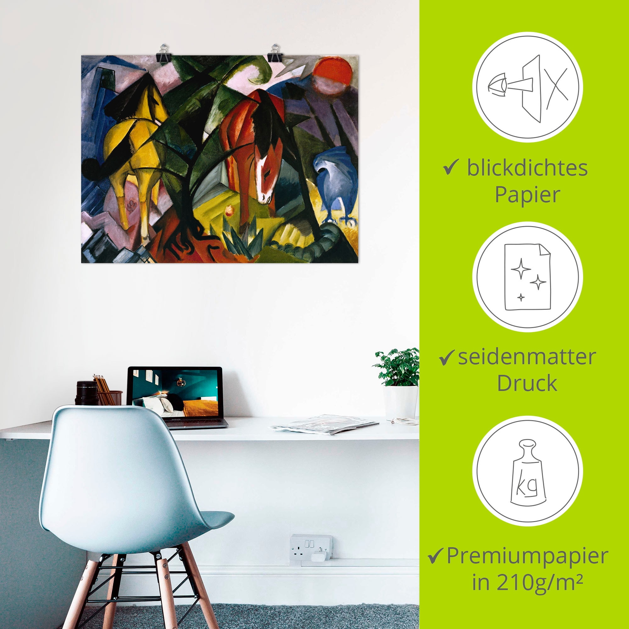 Artland Wandbild »Pferde und Adler. 1912« Haustiere 1 Stk. tlg. als Leinwandbild, Poster in verschied. Größen