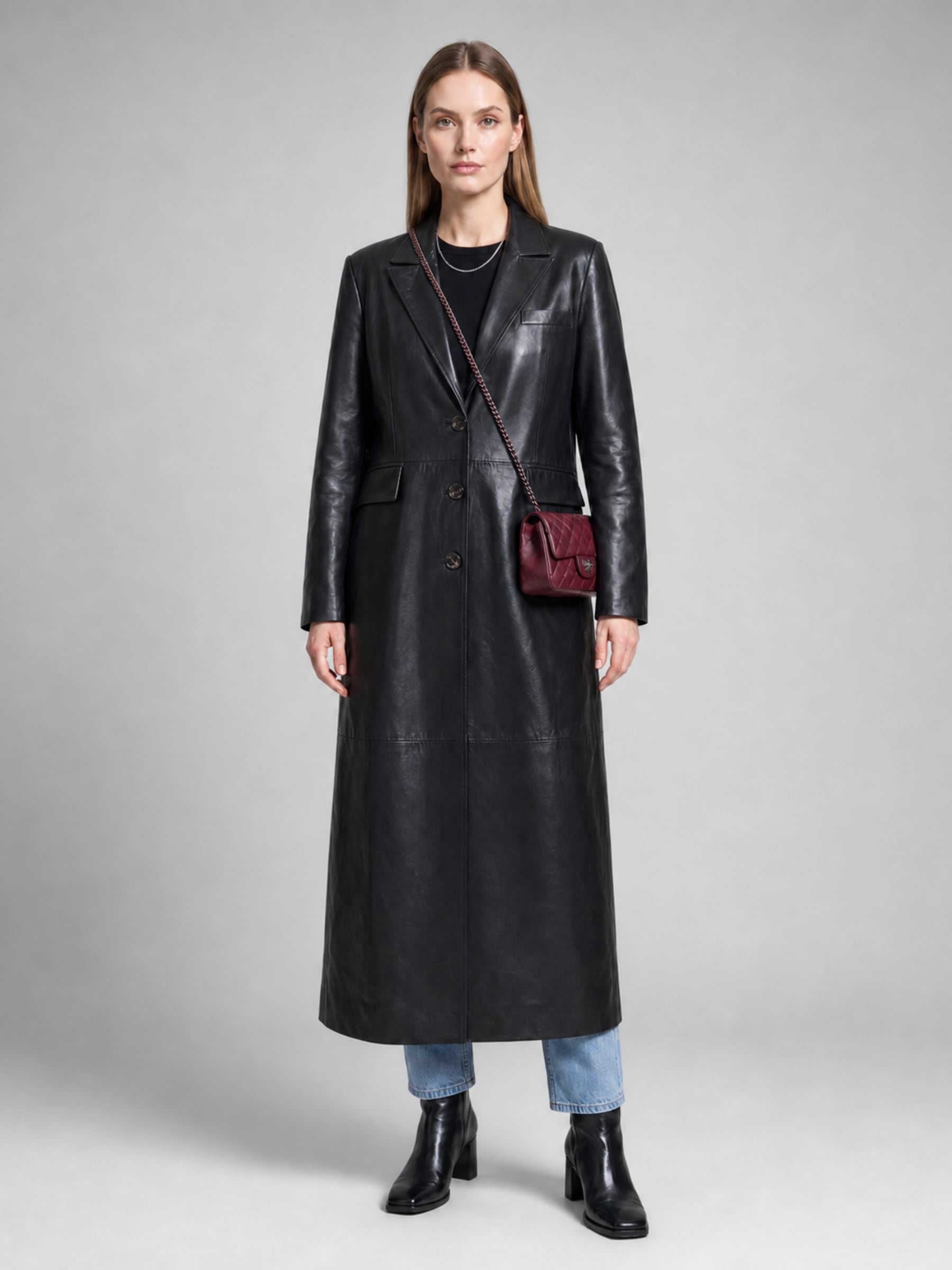 RICANO Ledermantel »Ledermantel Glossy« Handgefertigt aus echtem Leder