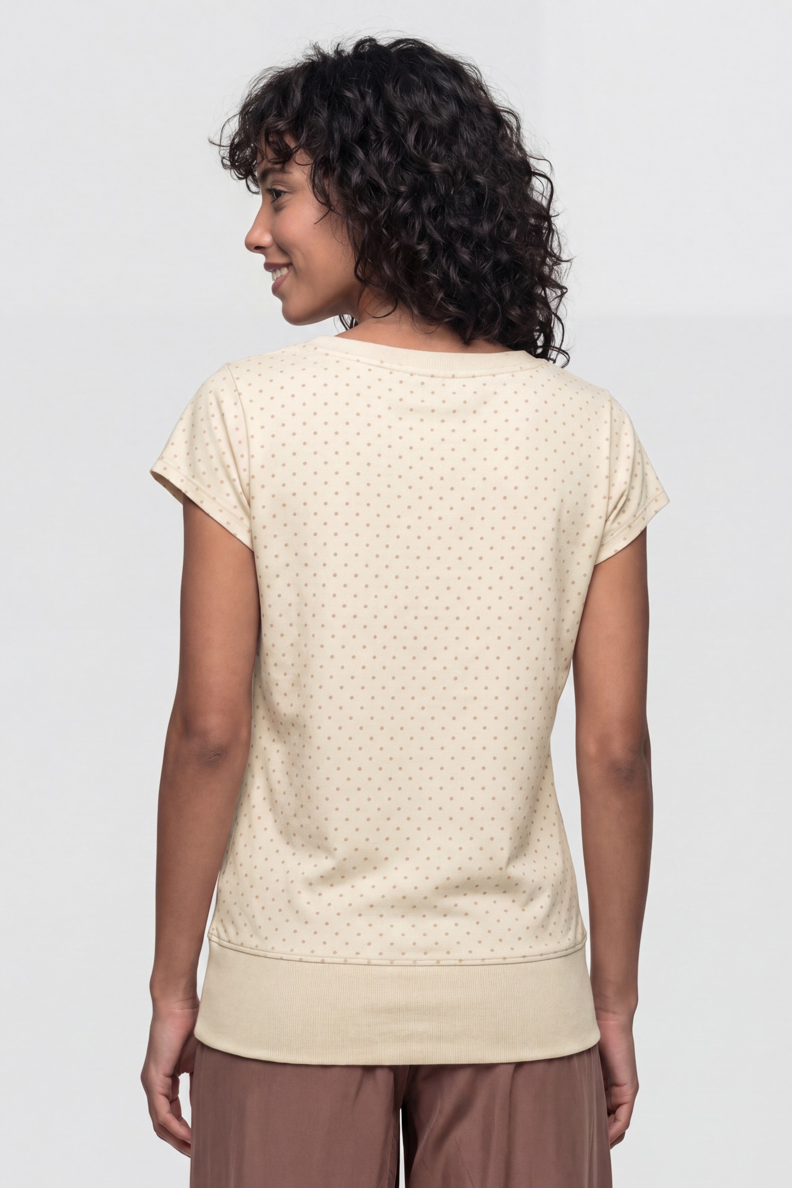 Alife & Kickin Rundhalsshirt Kurzarm mit Polka-Dot-Allover-Print, Scoop-Neck und Rippbund