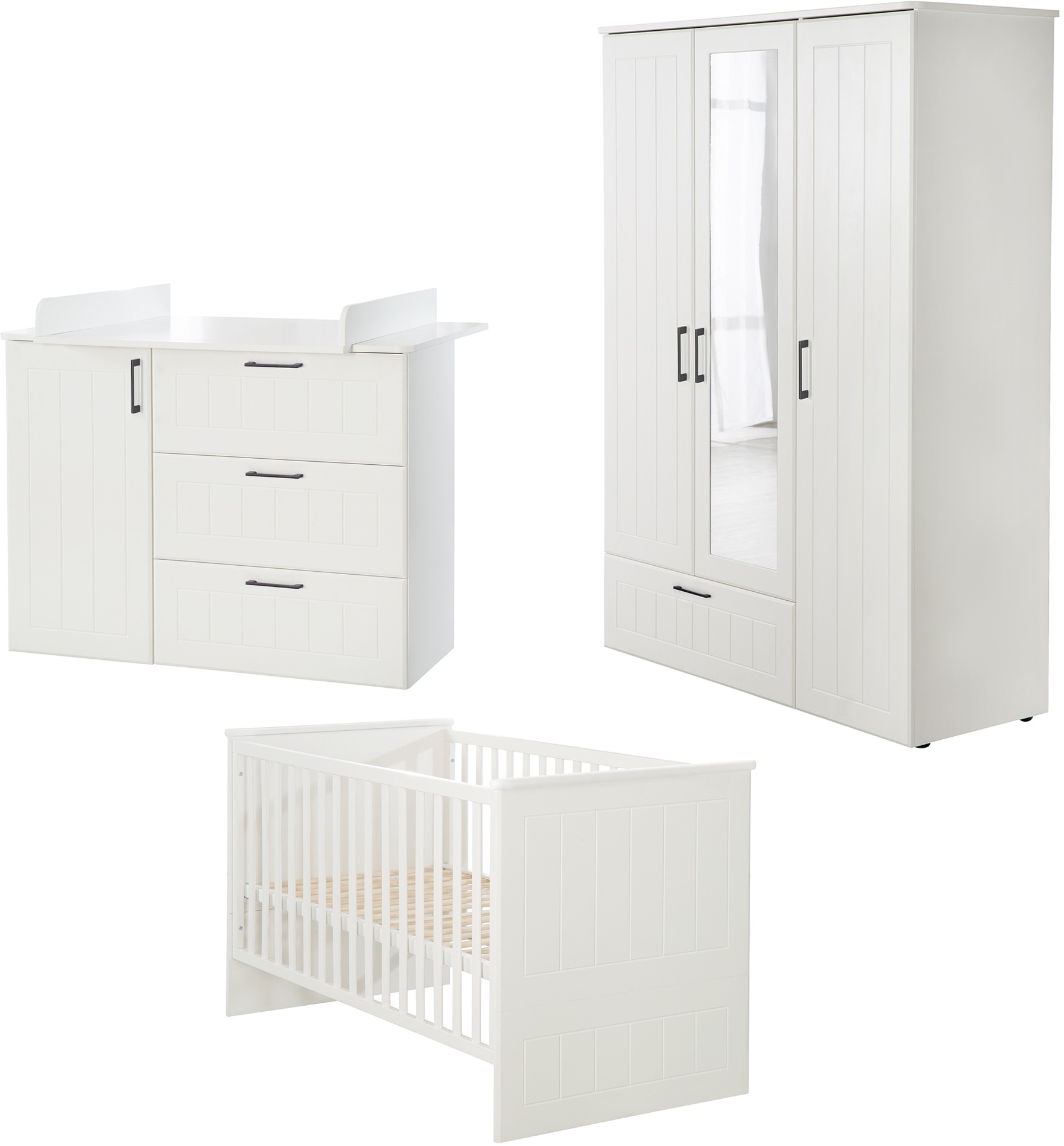 roba® Babyzimmer-Komplettset »Sylt«, (Set, 3 St.), mit Kinderbett, Wickelkommode & Kleiderschrank; Made in Europe