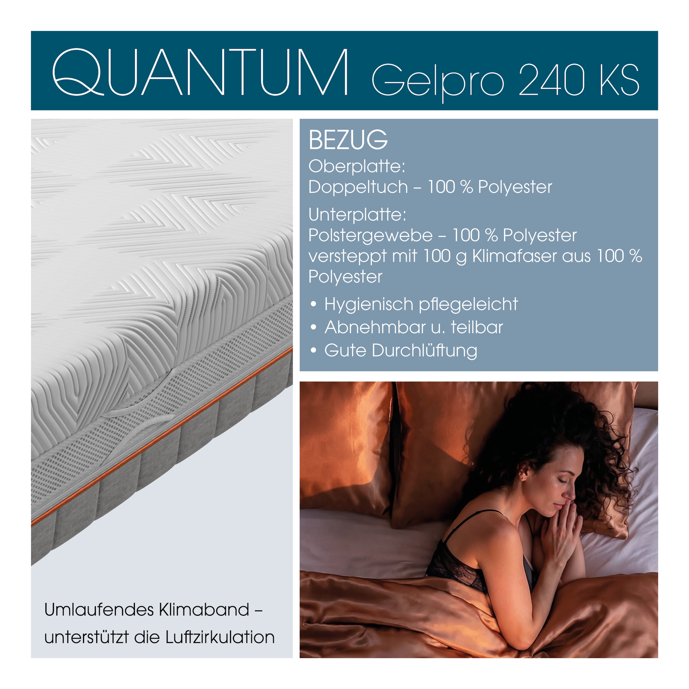 Schlaraffia Kaltschaummatratze »Matratze, 7 Zonen, GelPro Quantum 240, Kaltschaummatratze 90x200 cm« 24 cm hoch Raumgewicht: 45 kg/m³ 1 Stk. tlg. Gelschaumauflage, patentierte Rhombo-therm Technologie, atmungsaktiv