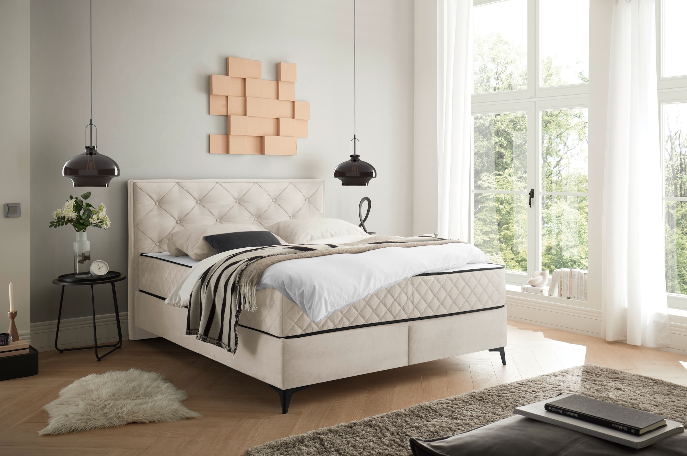 ED EXCITING DESIGN Boxbett »Monroe inkl. Bettkasten, erhältlich in den Breiten 160cm & 180cm«, Duo-Matratze - feste Seite mit Kokosmatte