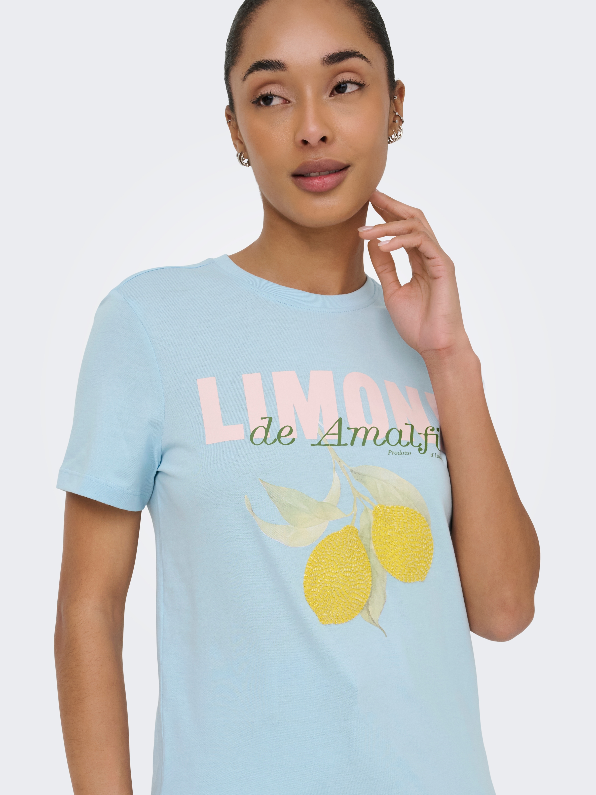 ONLY T-Shirt »ONLKITA S/S PEARL TOP BOX JRS« Baumwolle, regular fit, Rundhals