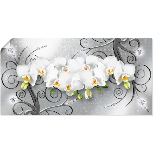 Artland Wandbild »weiße Orchideen auf Ornamenten«, Blumenbilder, (1 St.)  bei OTTO