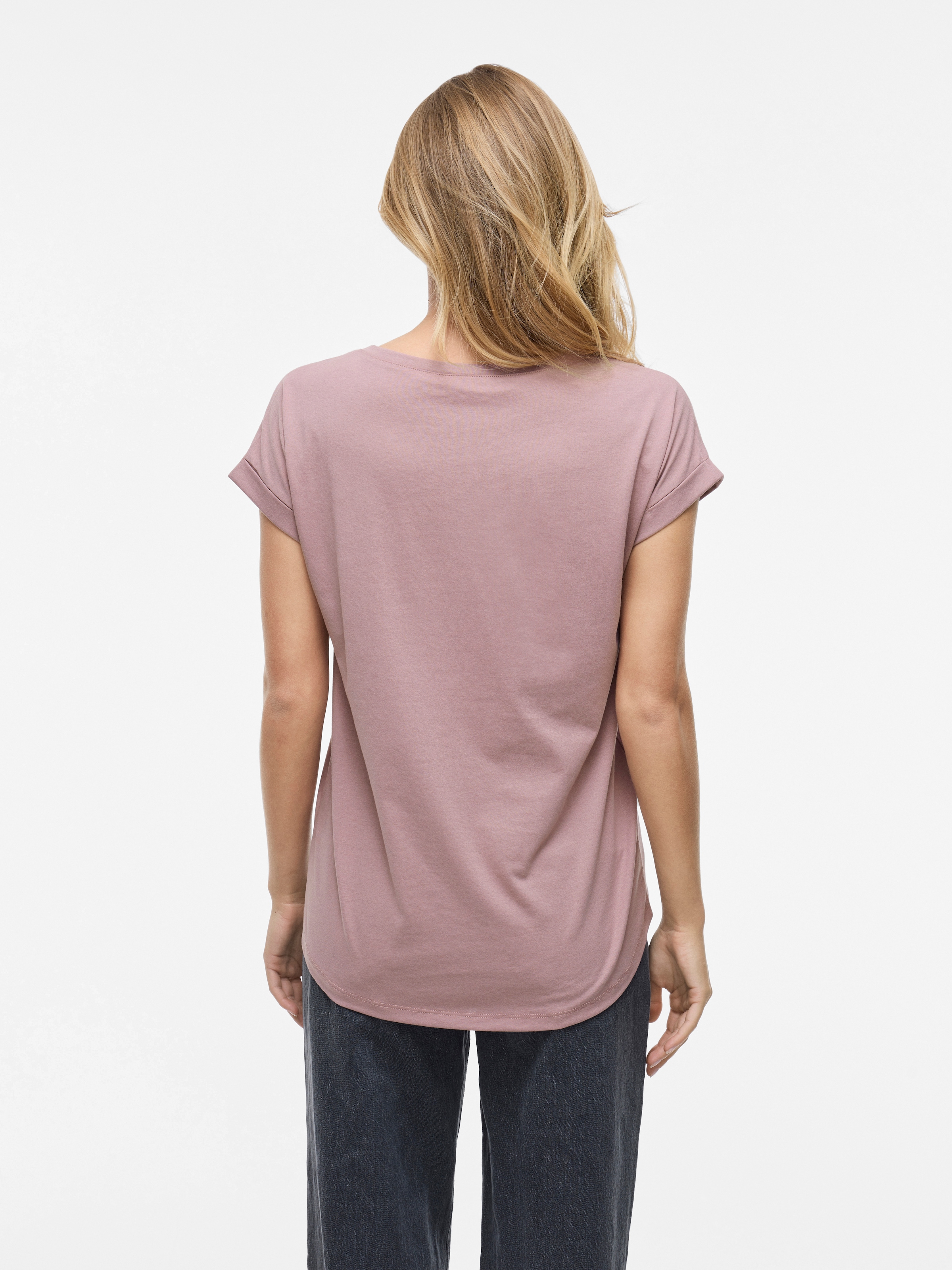 Vila Rundhalsshirt »VIDREAMERS NEW PURE T-SHIRT/SU-NOOS«, Basic Damen-T-Shirt mit Rundhalsausschnitt und umgeschlagenen Ärmeln