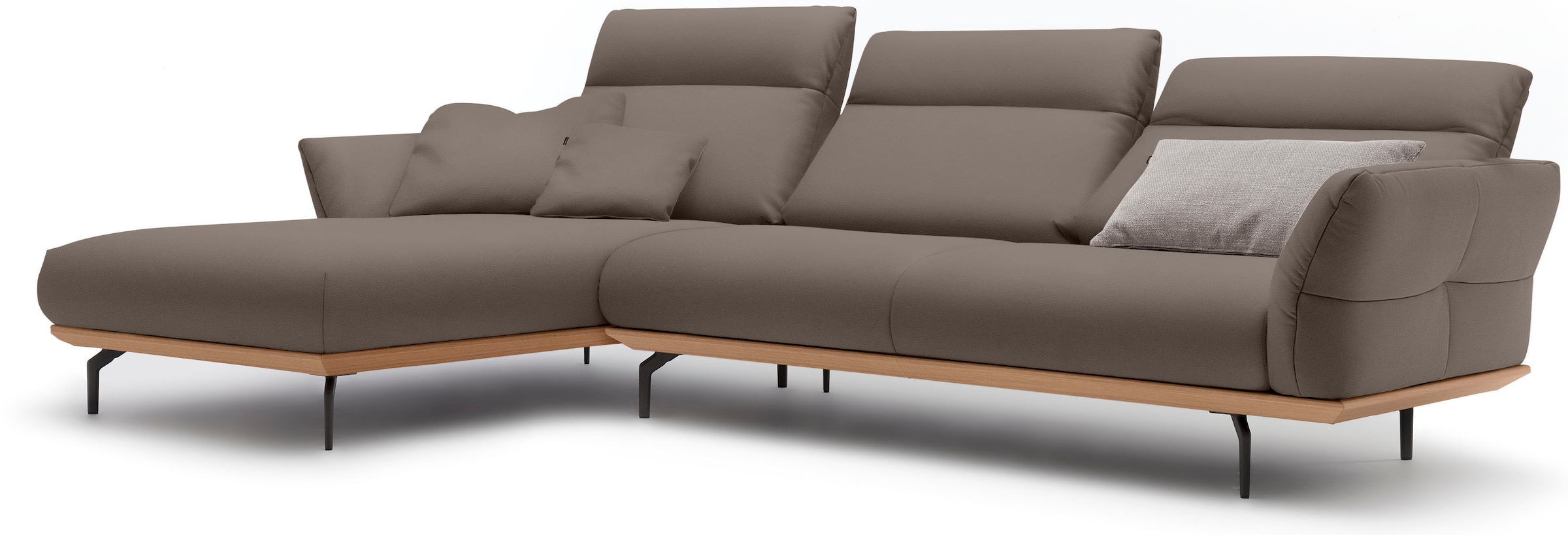 Creation BY ROLF BENZ Ecksofa »CR.460«, Sockel in Eiche, Winkelfüße in Umbragrau, Breite 318 cm