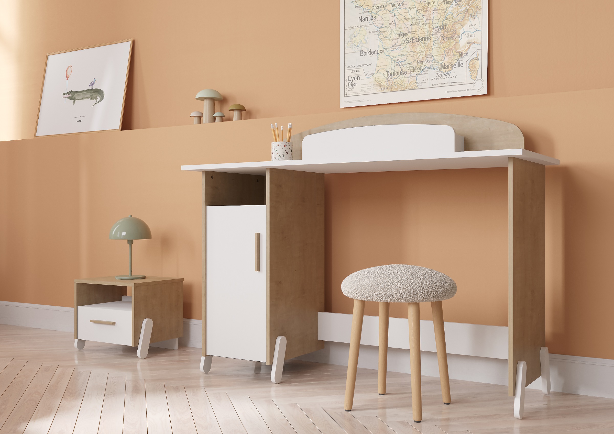 Demeyere GROUP Schreibtisch »MEUBLES Naili«, Schreibtisch mit 1 Tur und 1 Organizer