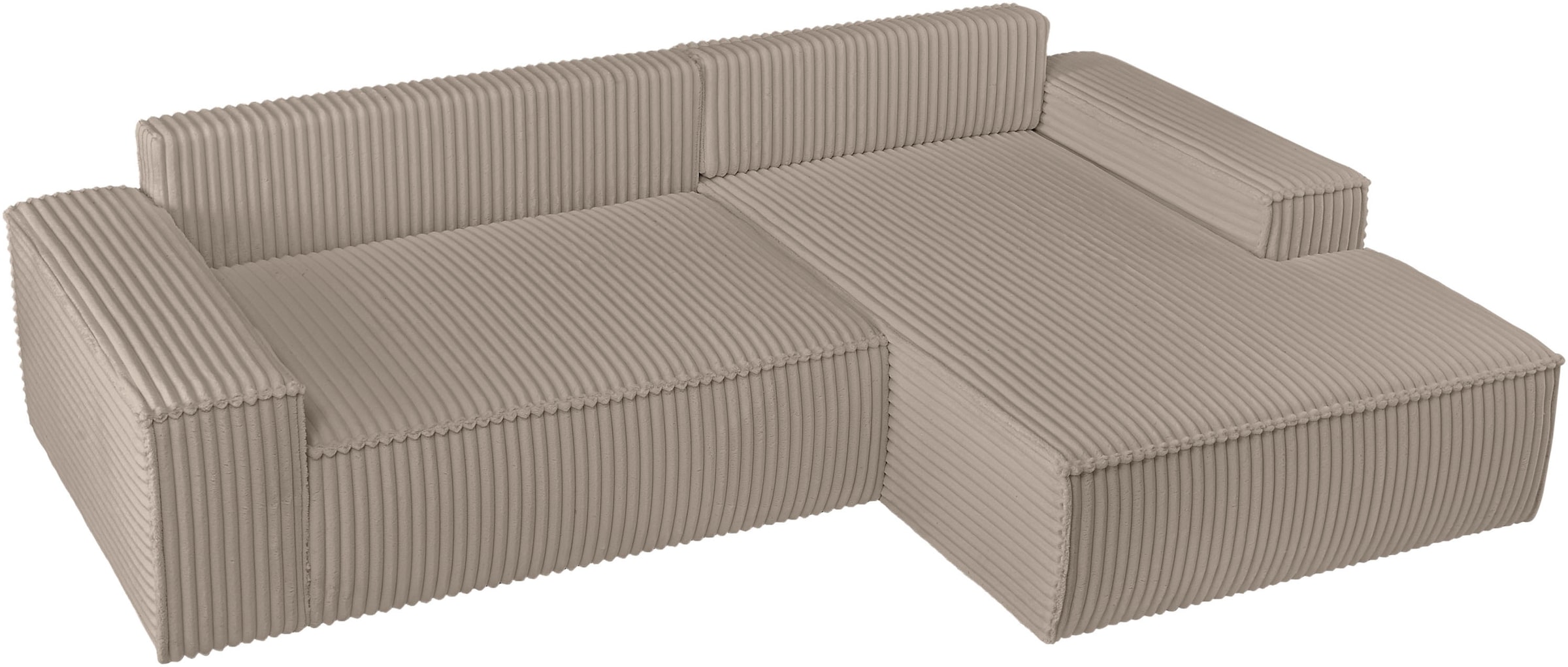 andas Ecksofa »Finnley Schlafsofa 267 cm in Bouclé, Struktur fein u. Cord, L-Form,«, Schlaffunktion m. Bettkasten (136/210 cm), Bouclé, Struktur und Cord