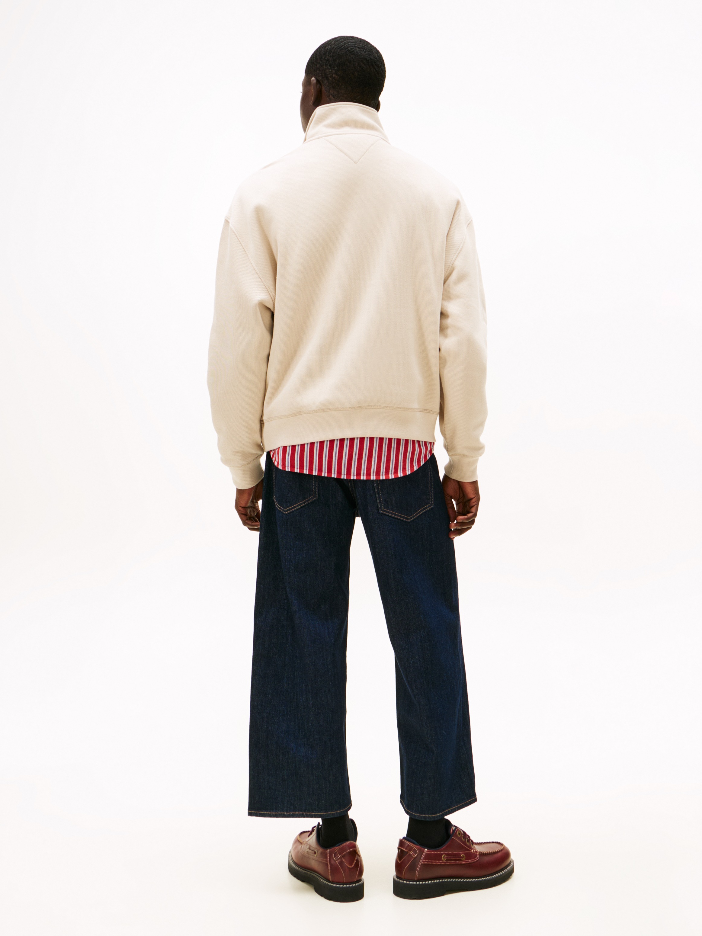 Tommy Jeans Sweatshirt »TJM 90S SCRIPT RIB FLEECE«, Troyerkragen mit Reißverschluss, normale Passform
